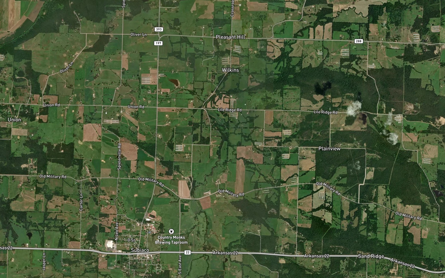 Satellite map of the East Fork Cane Creek