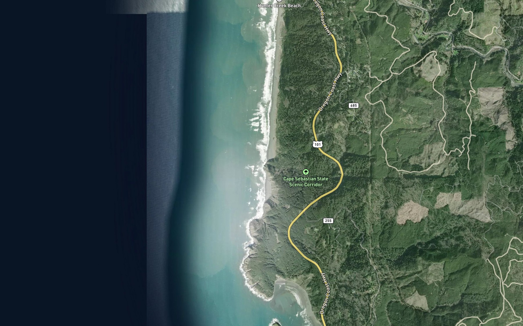 Satellite map of the Daniels Creek