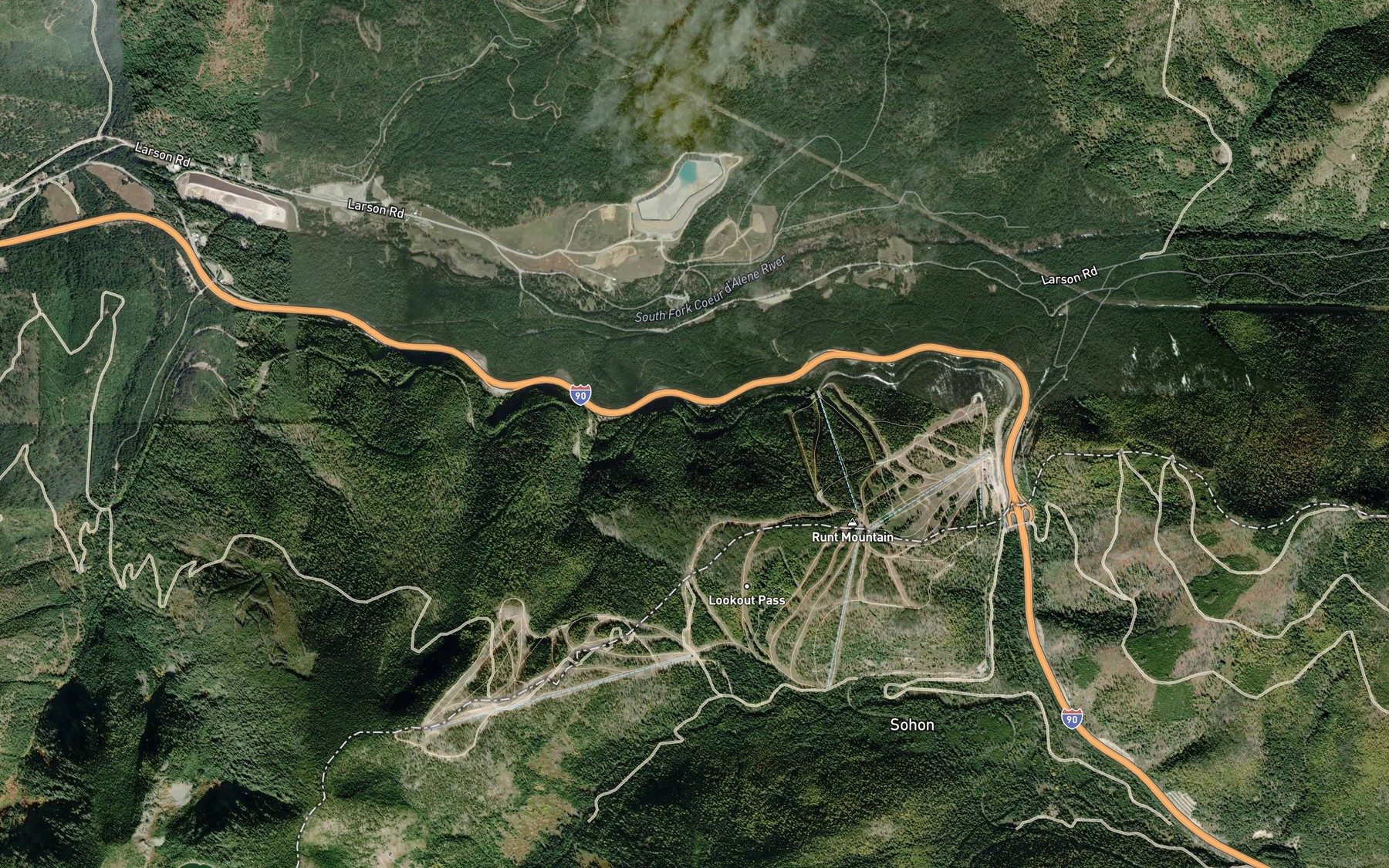 Satellite map of the Bitterroot Springs