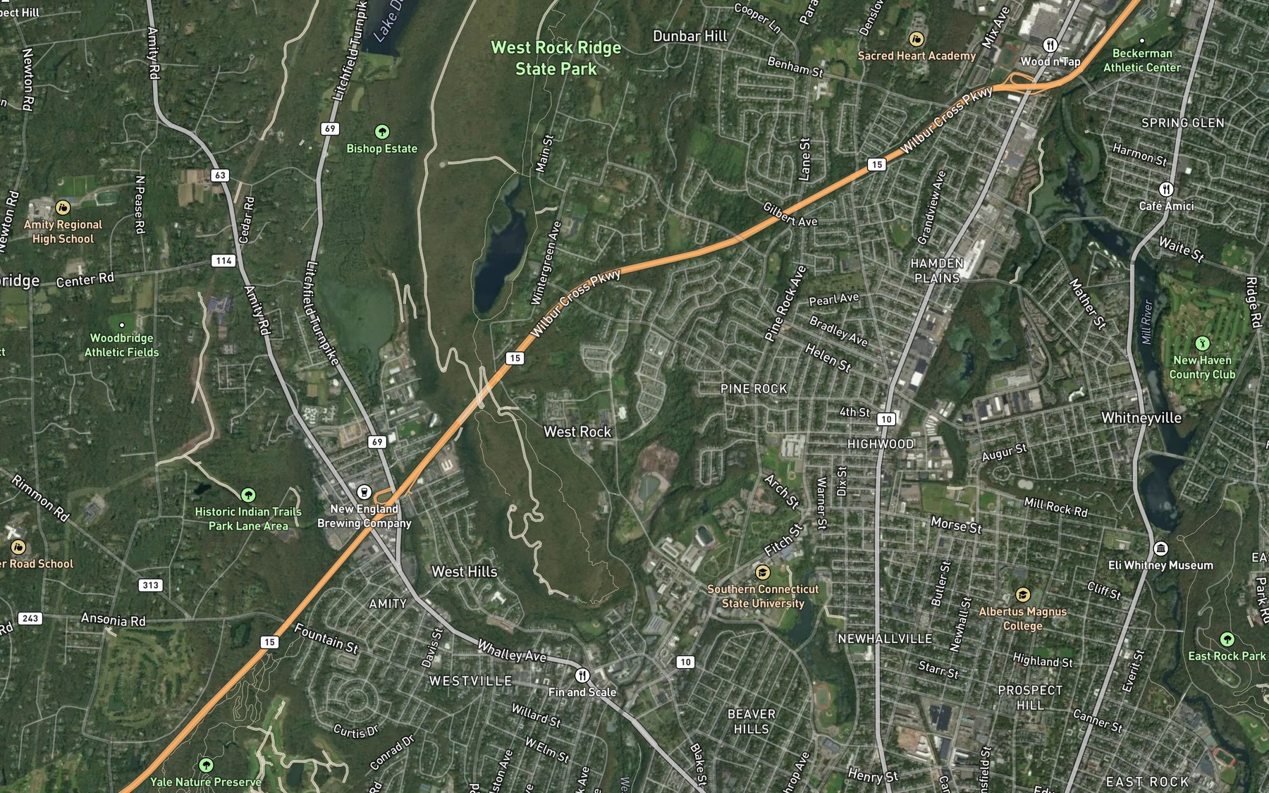 Satellite map of the Belden Brook