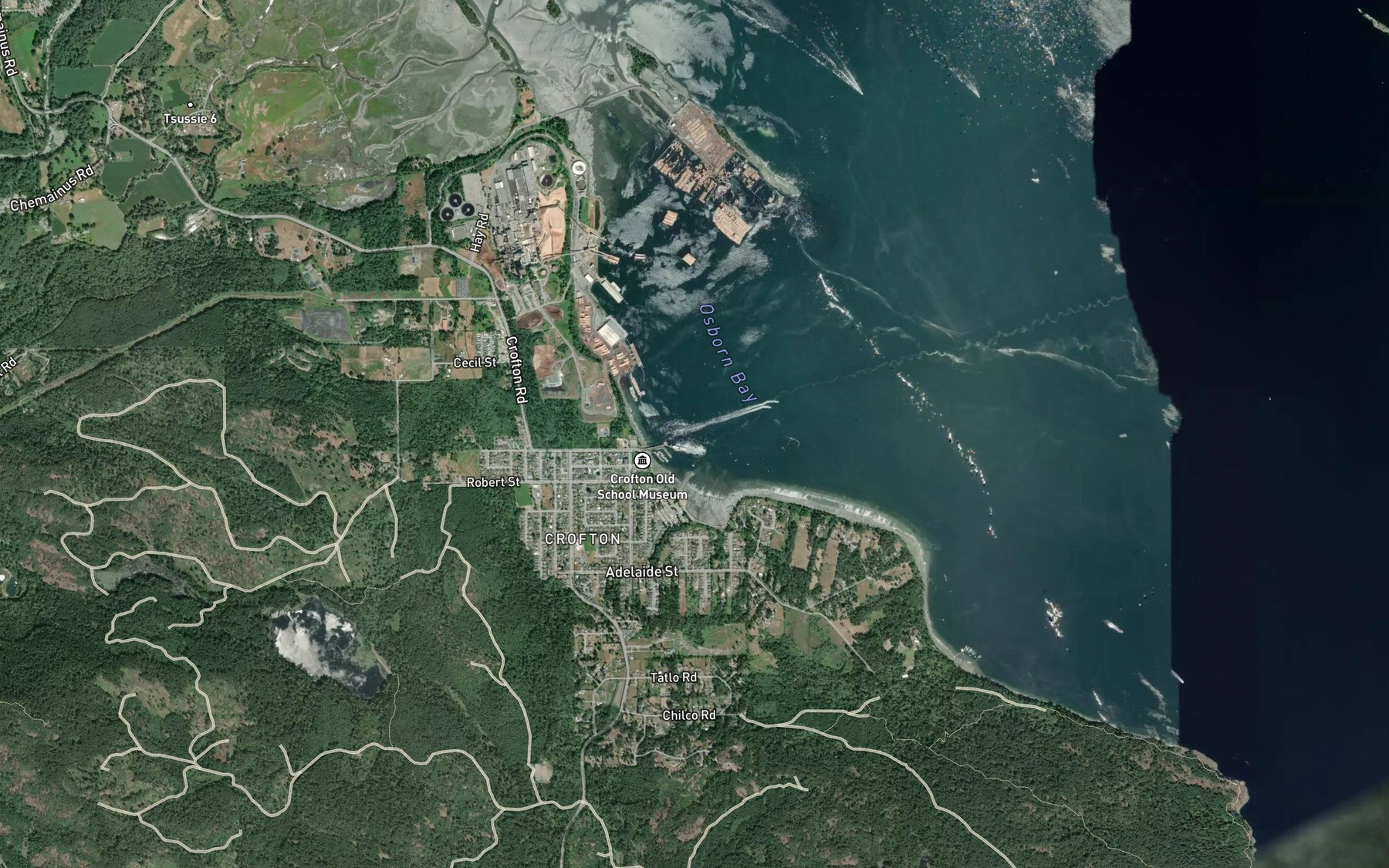 Satellite map of the Osborn Bay