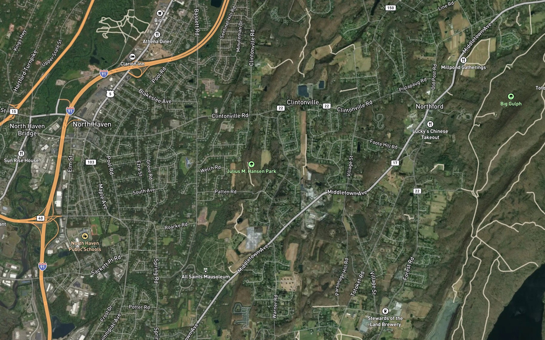 Satellite map of the Eightmile Brook