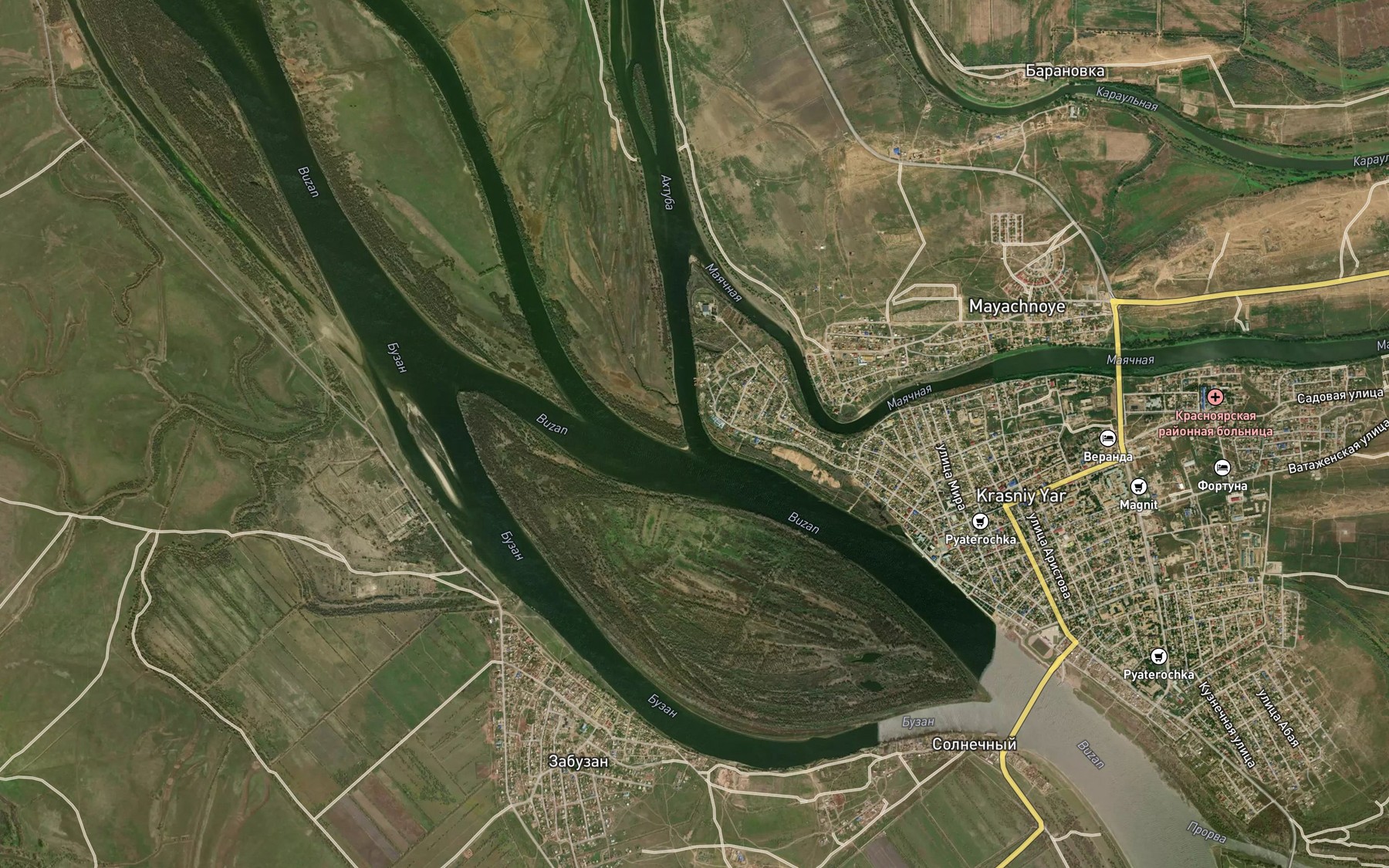 Satellite map of the Akhtuba