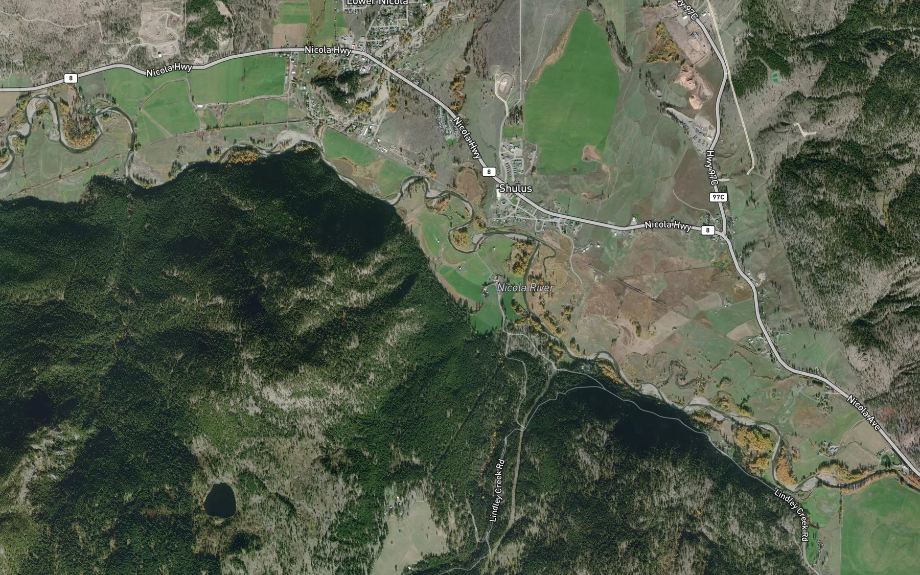 Satellite map of the Lindley Creek