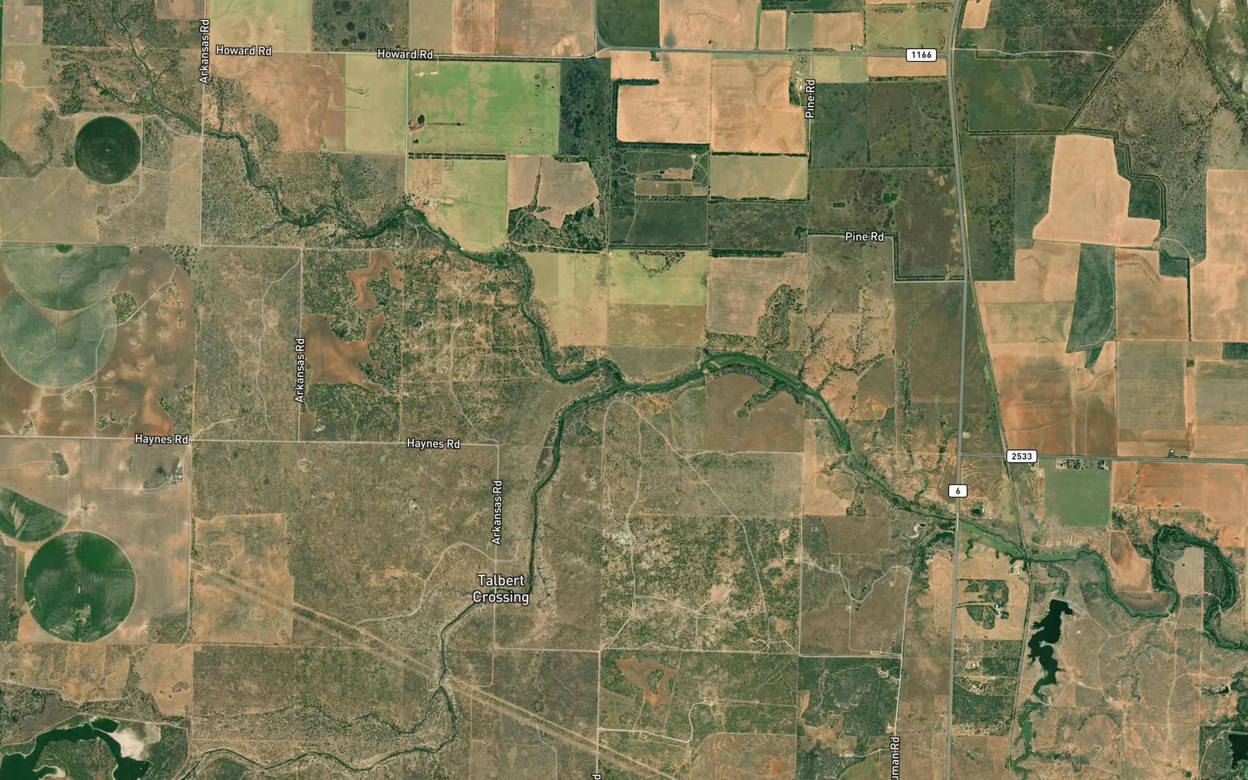 Satellite map of the North Groesbeck Creek