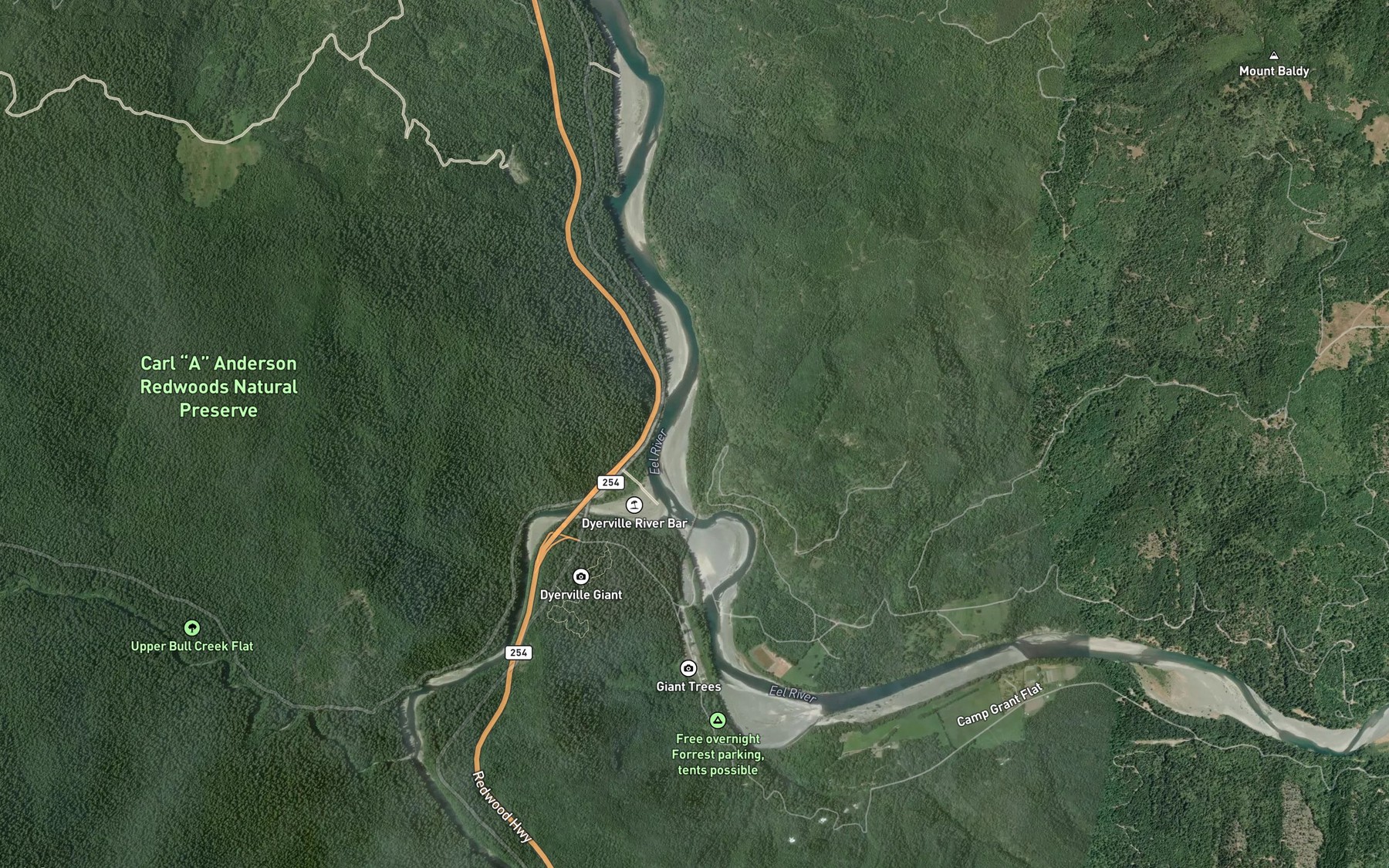 Satellite map of the Perrott Creek