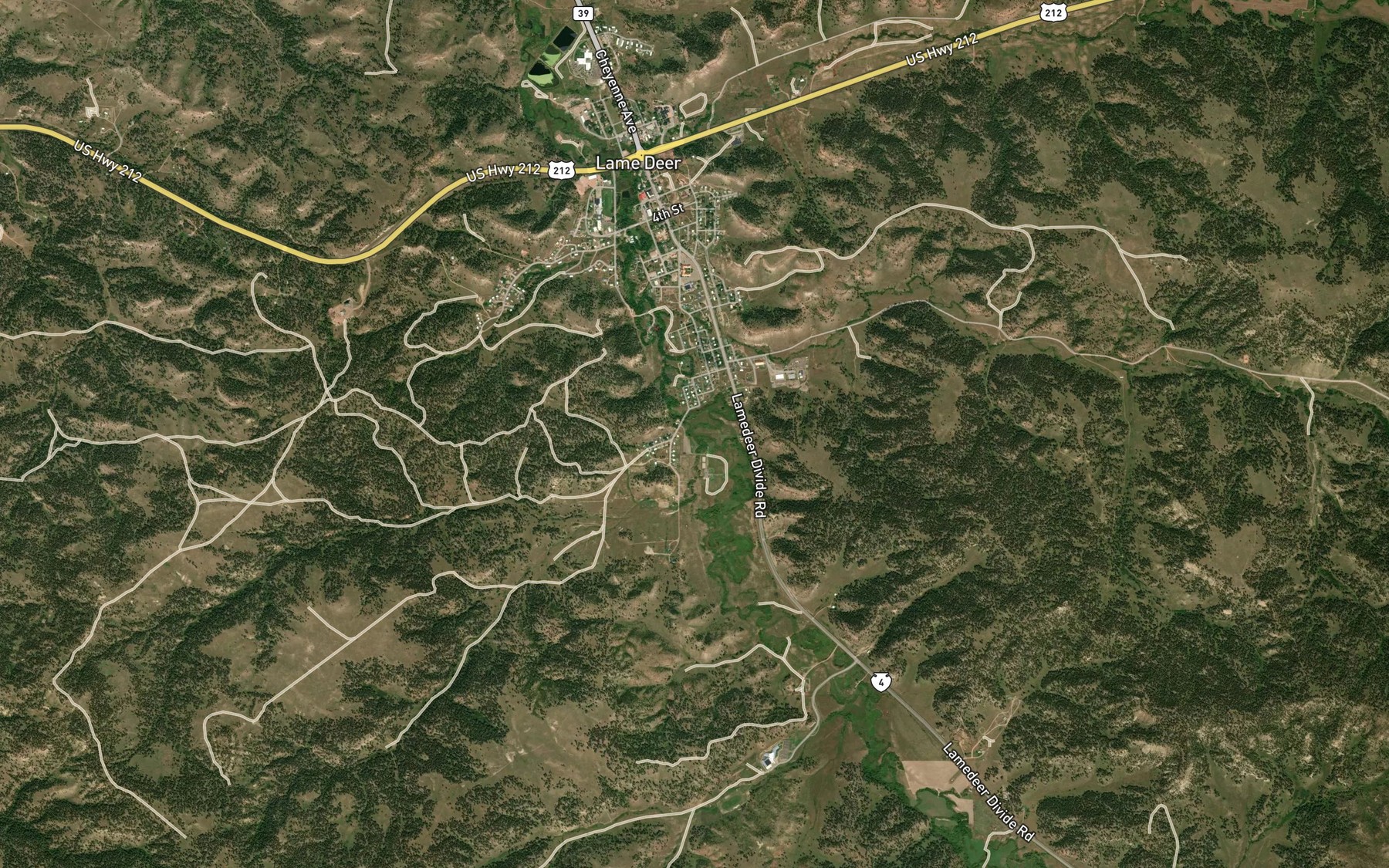 Satellite map of the Spotted Elk Creek