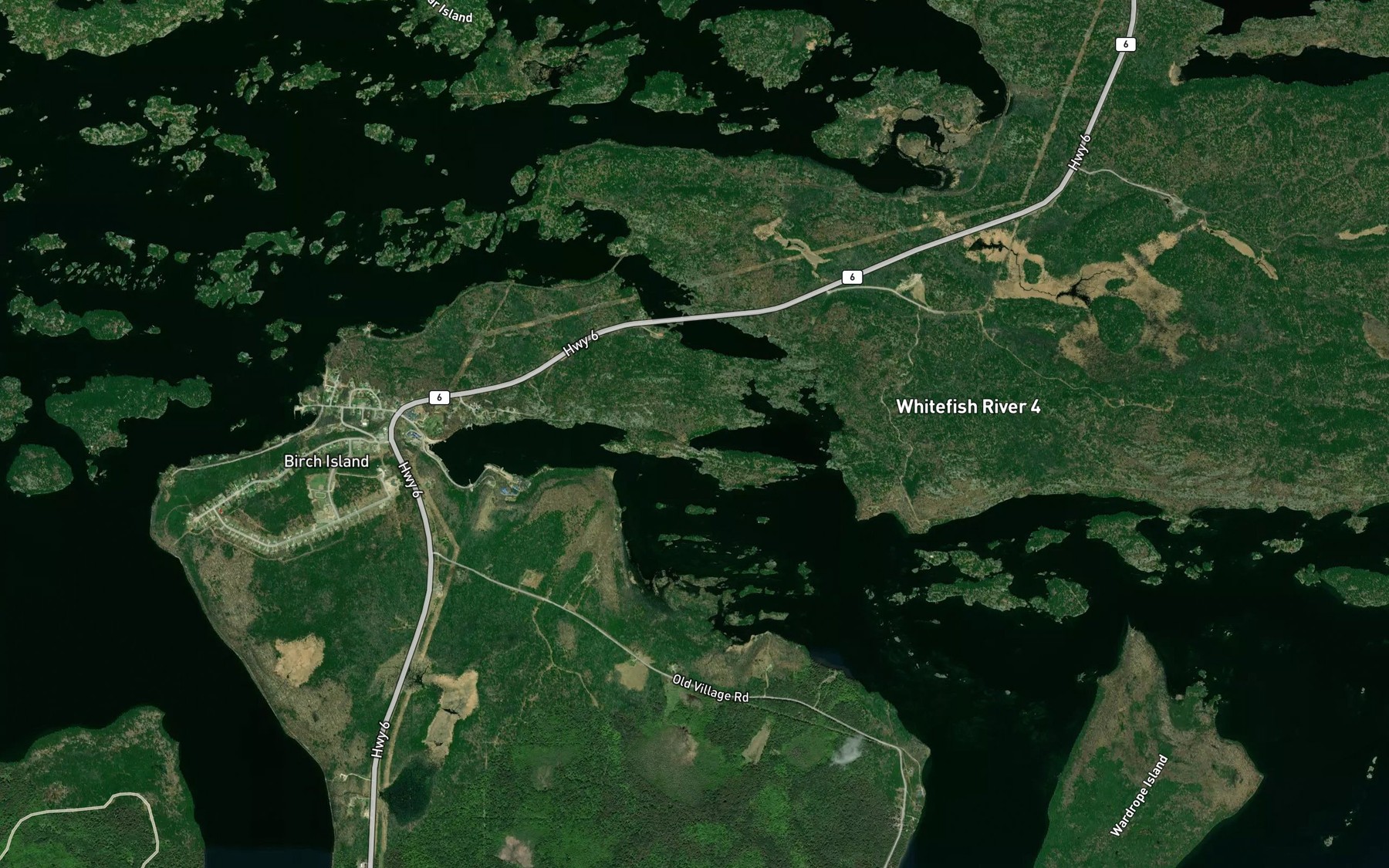 Satellite map of the Whitefish River
