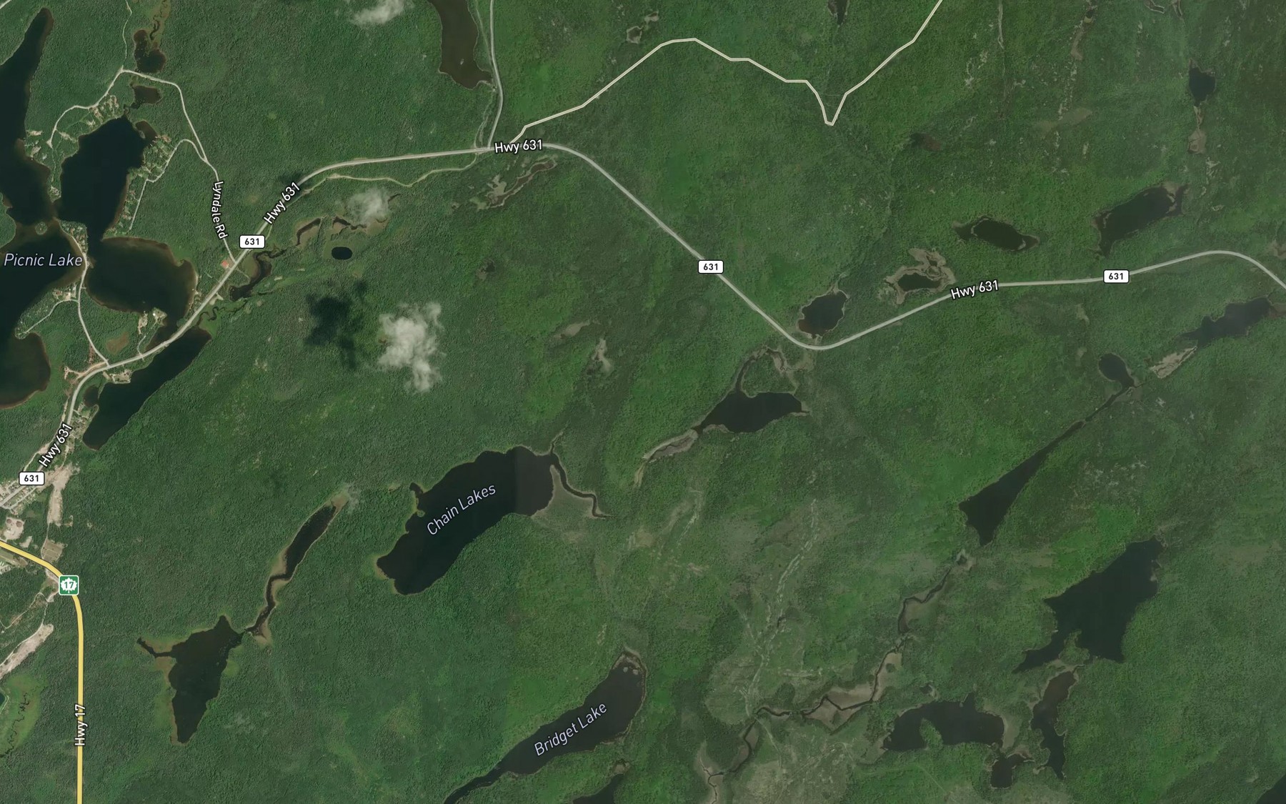 Satellite map of the Chain Lakes