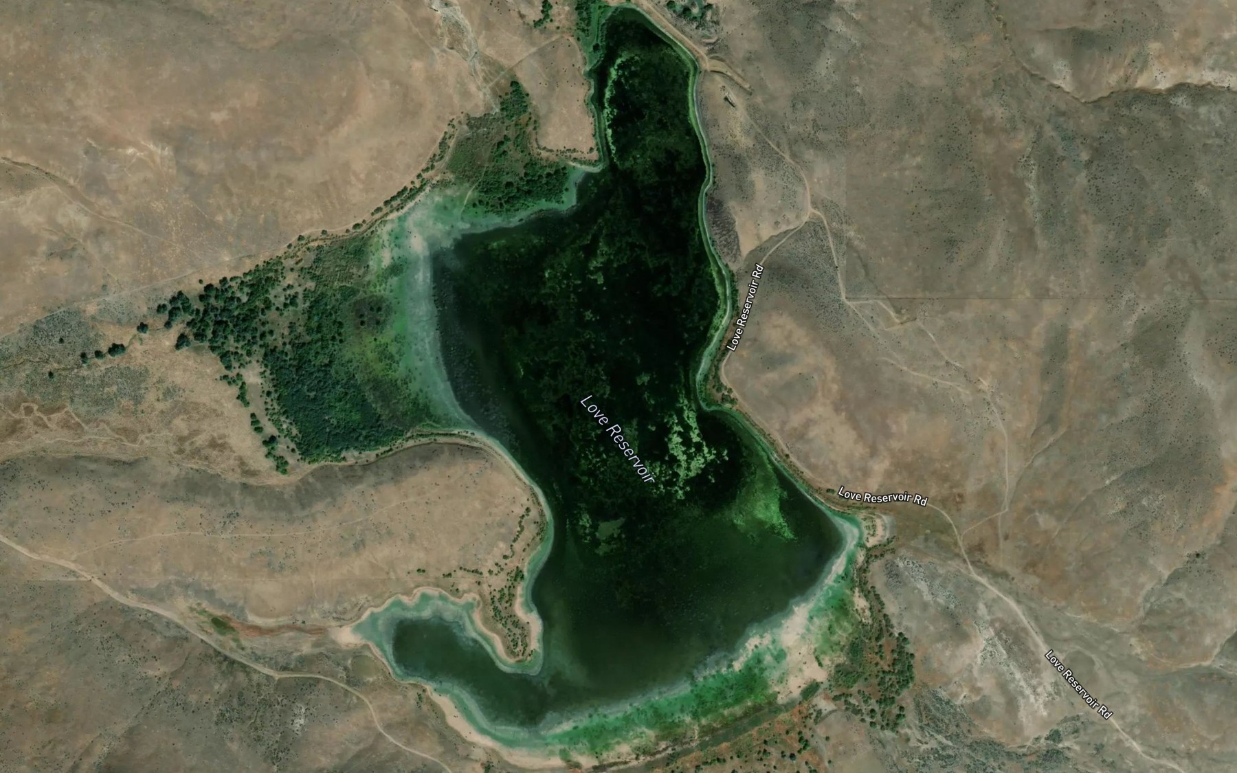 Satellite map of the Love Reservoir