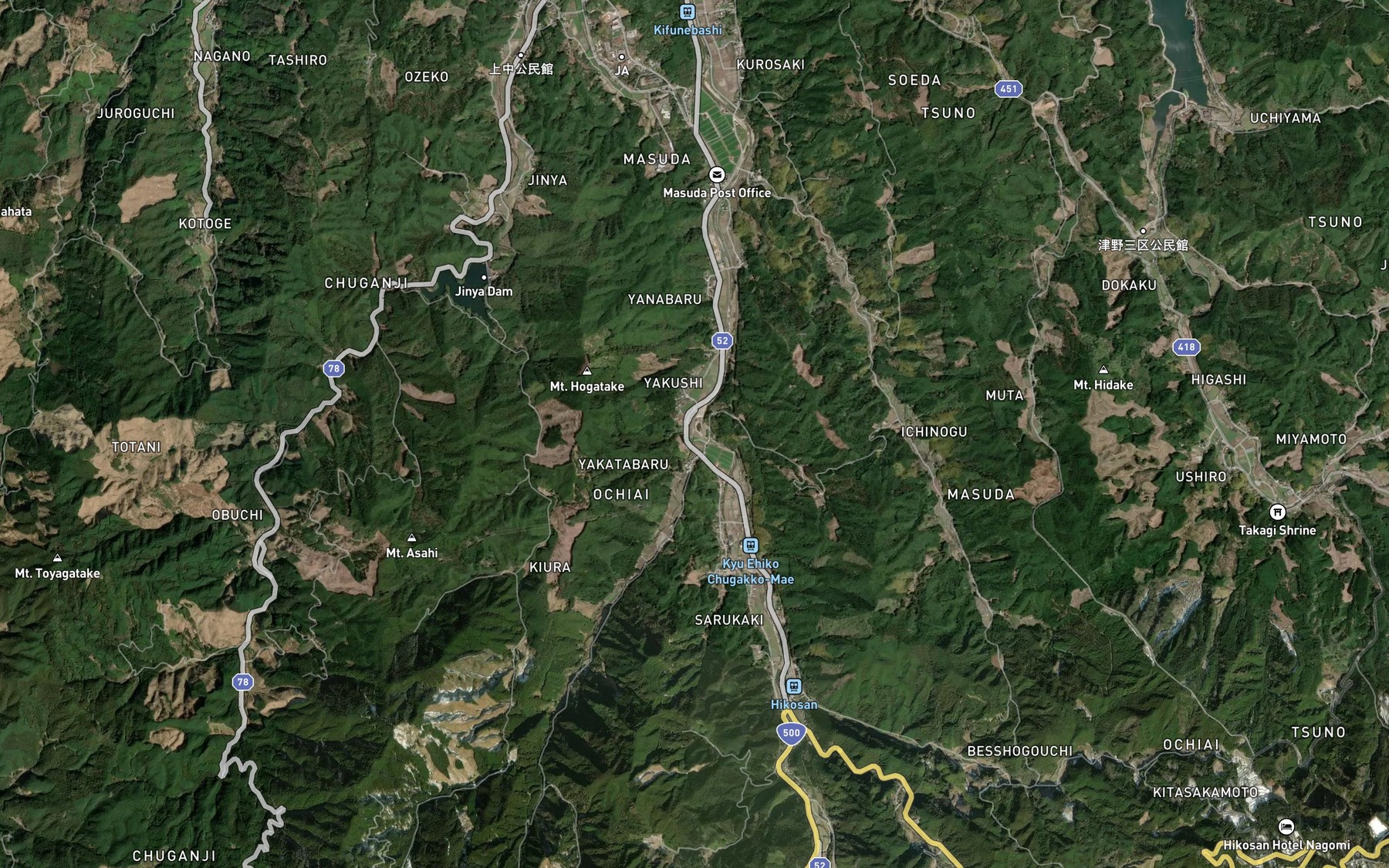 Satellite map of the Komaneki Gawa