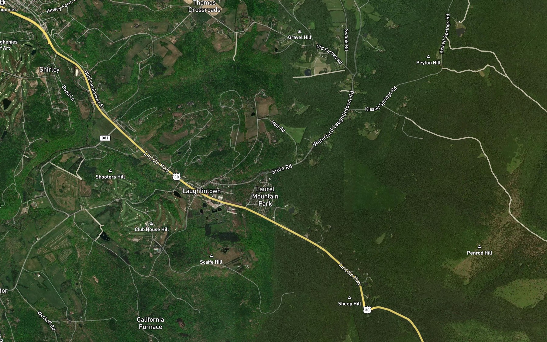 Satellite map of the McCullen Run