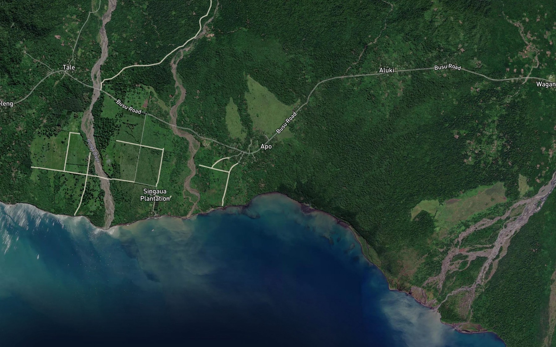 Satellite map of the Kasereng River