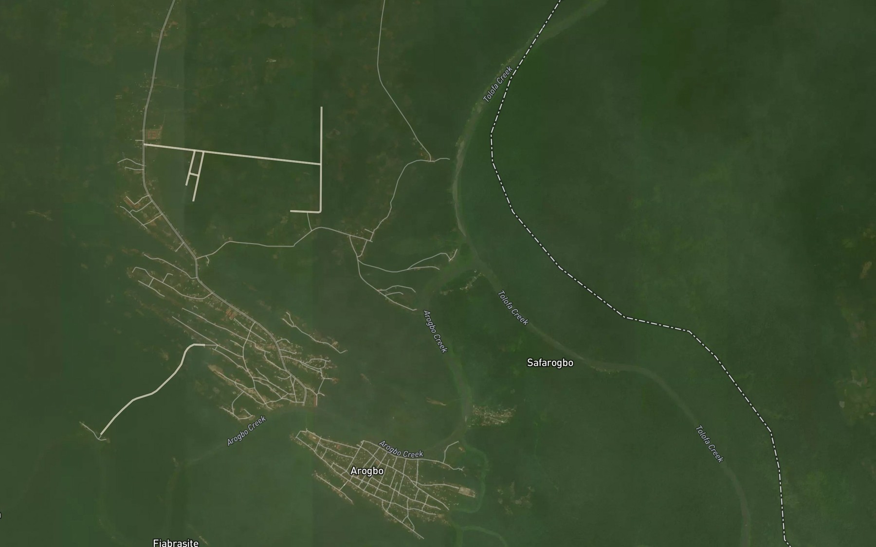 Satellite map of the Arogbo Creek