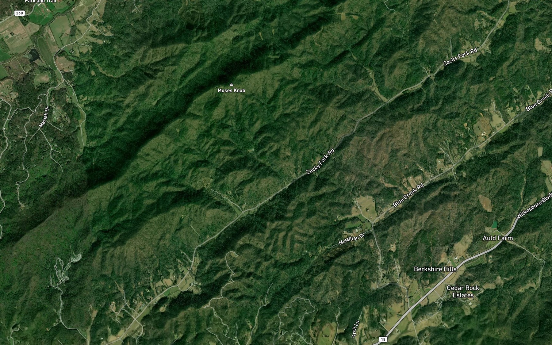 Satellite map of the Lenoir Water Supply Lake