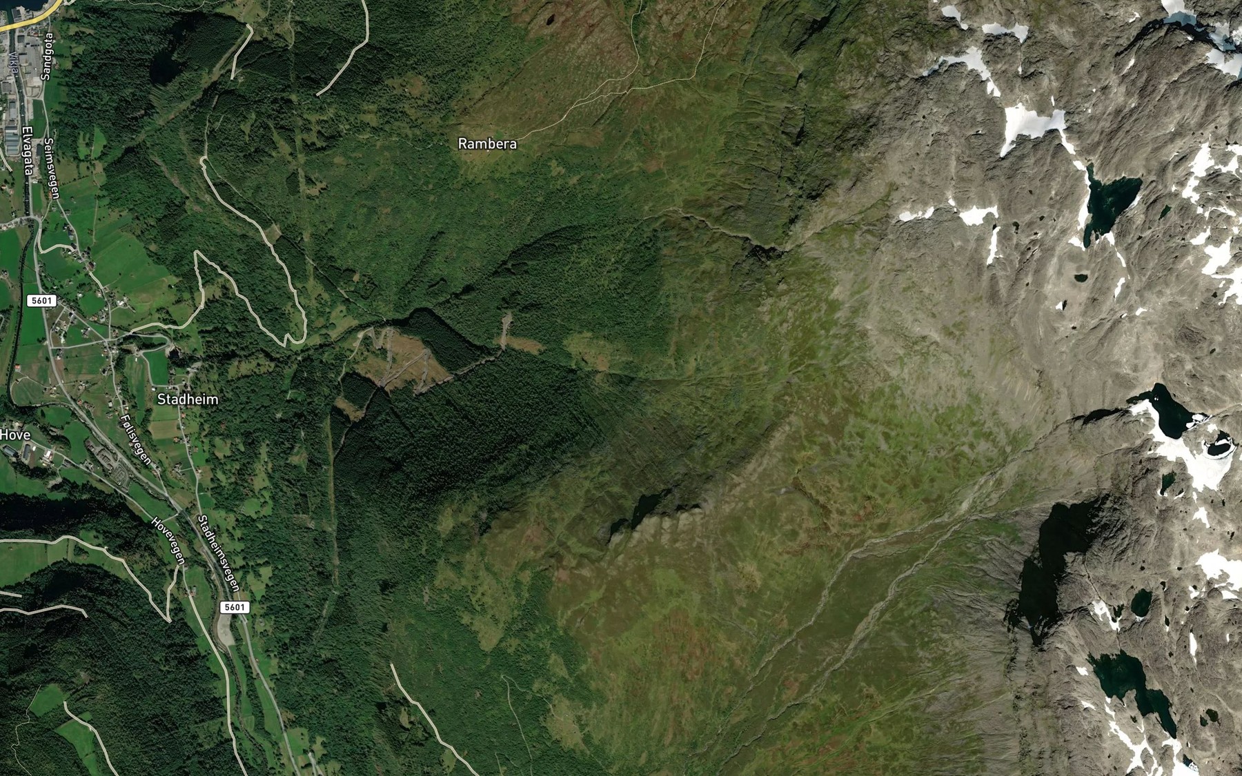Satellite map of the Oyasetelvi