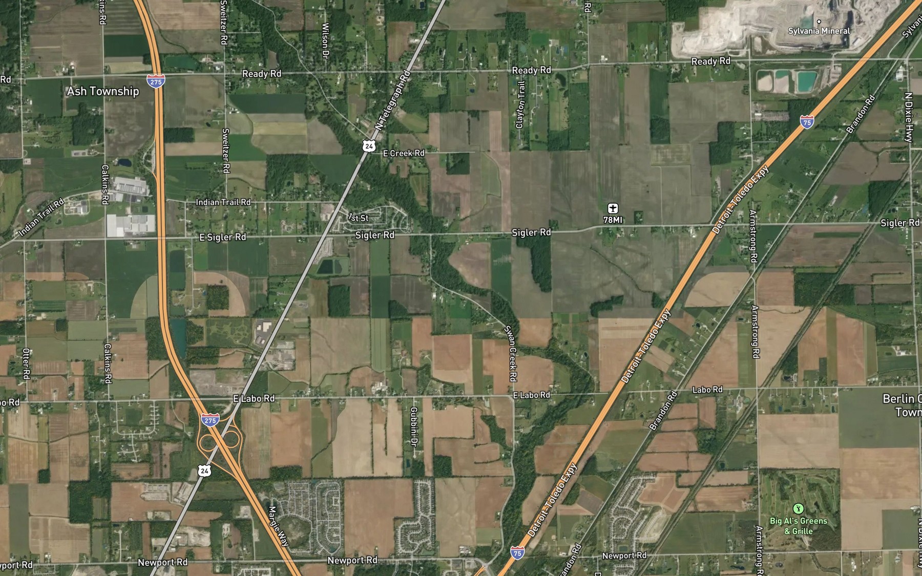 Satellite map of the Grundman Drain