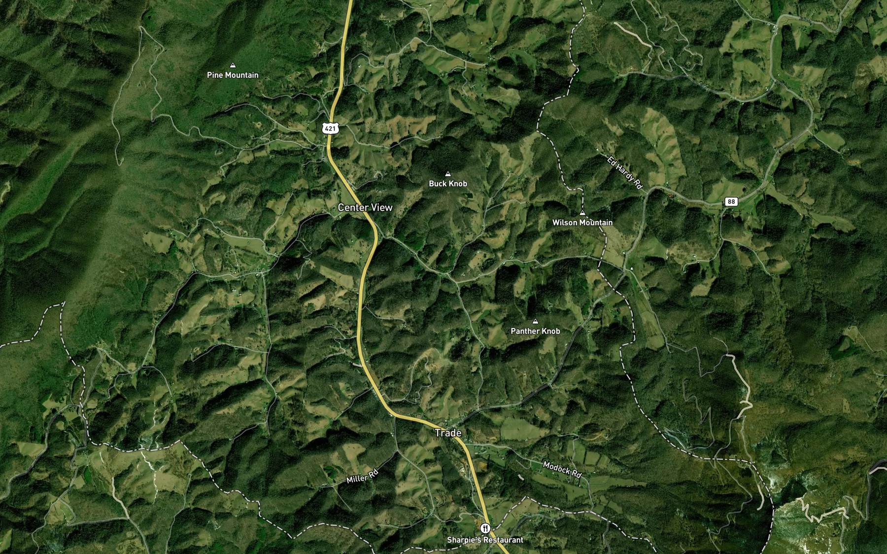Satellite map of the North Fork Drake Branch