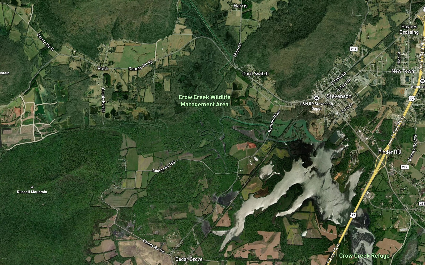 Satellite map of the Coon Creek
