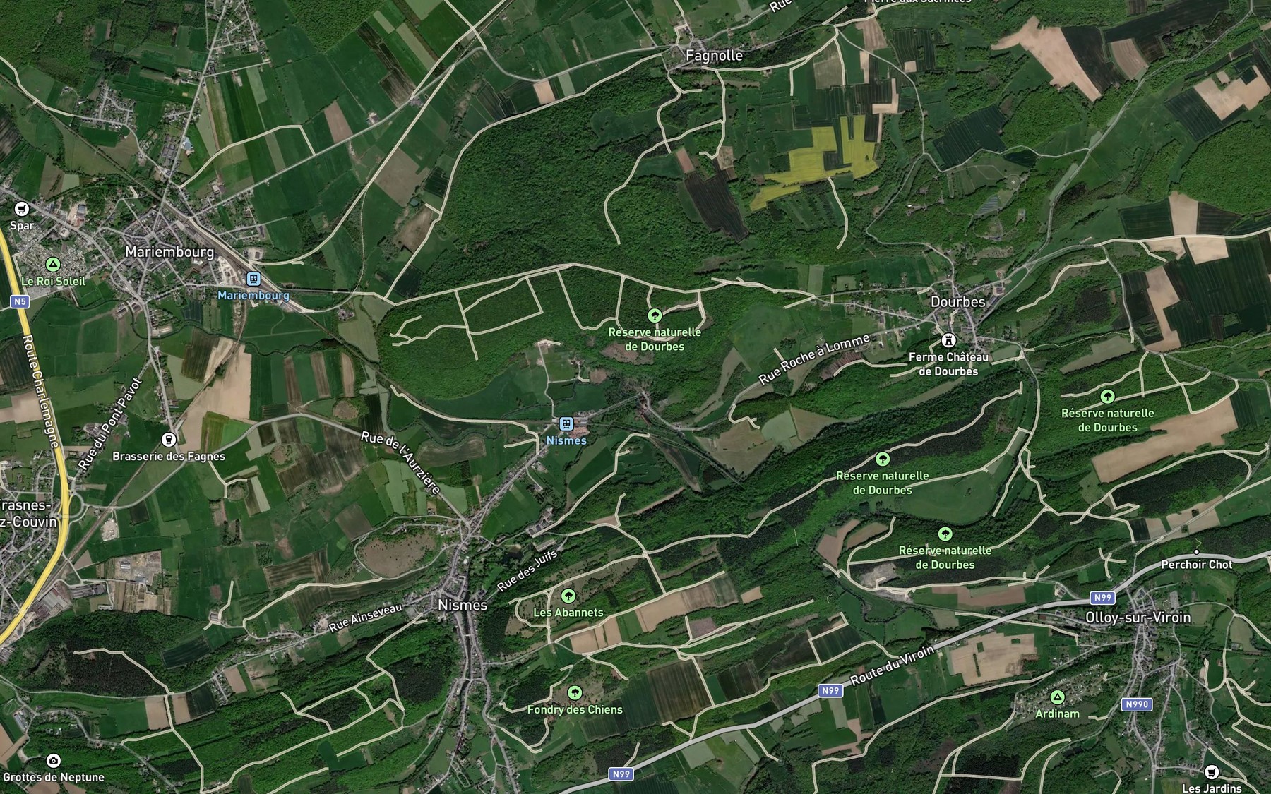 Satellite map of the Eau Blanche