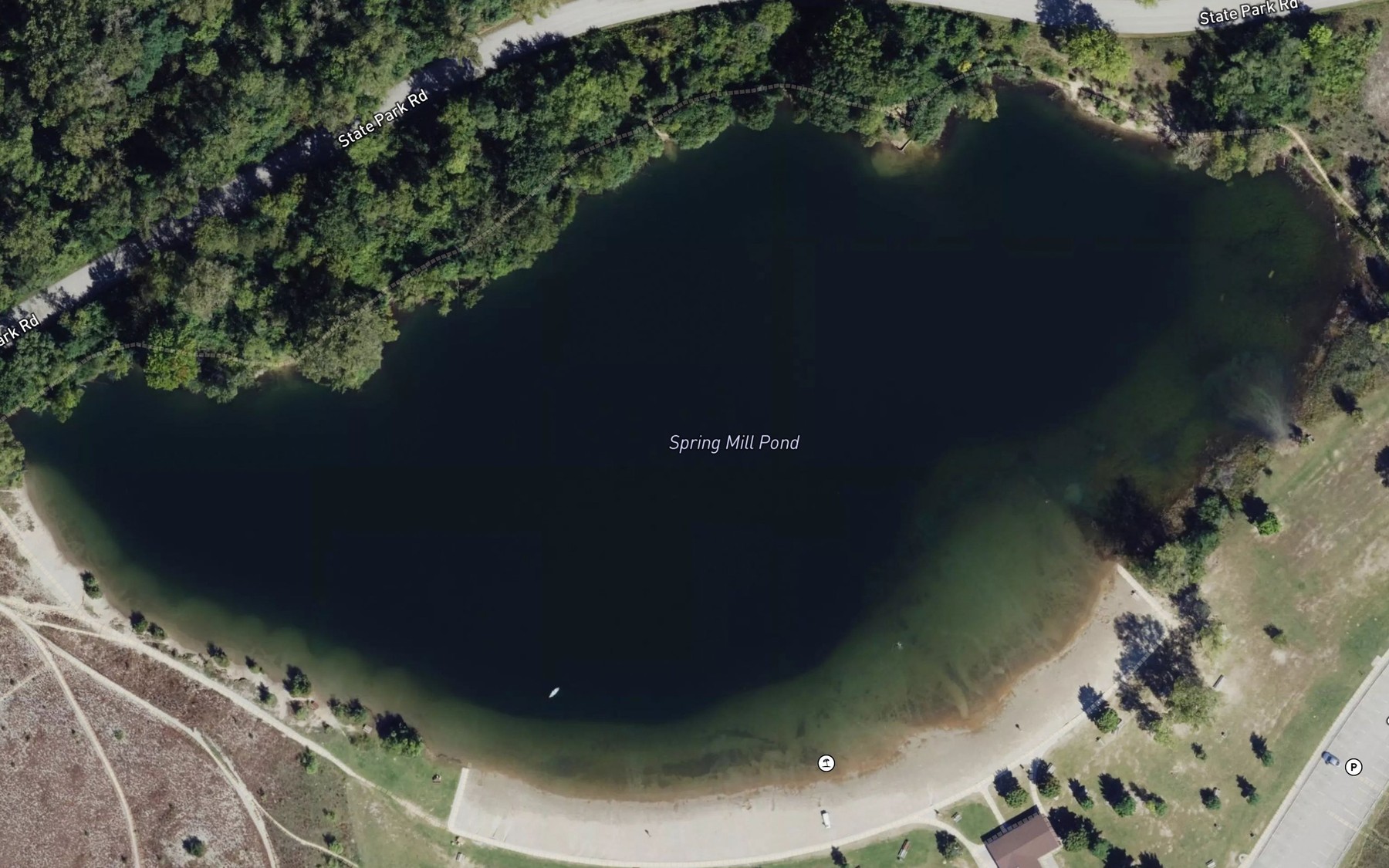 Satellite map of the Spring Mill Pond