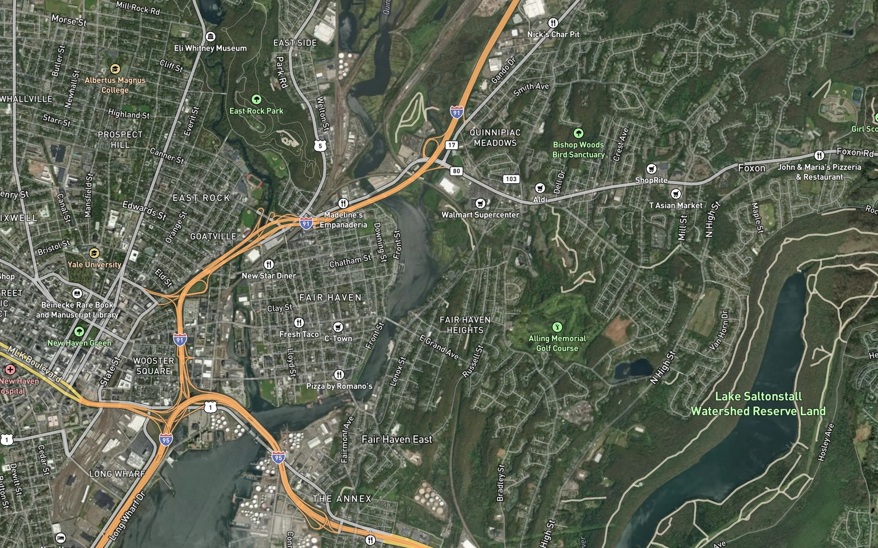 Satellite map of the Hemingway Creek