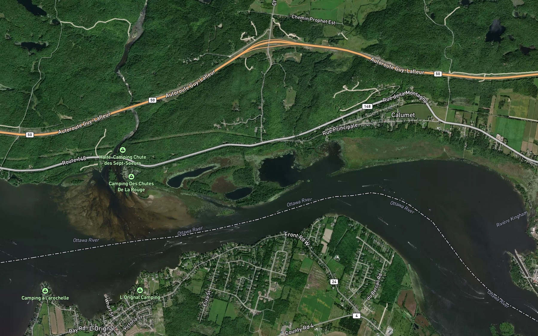 Satellite map of the Baie de Calumet