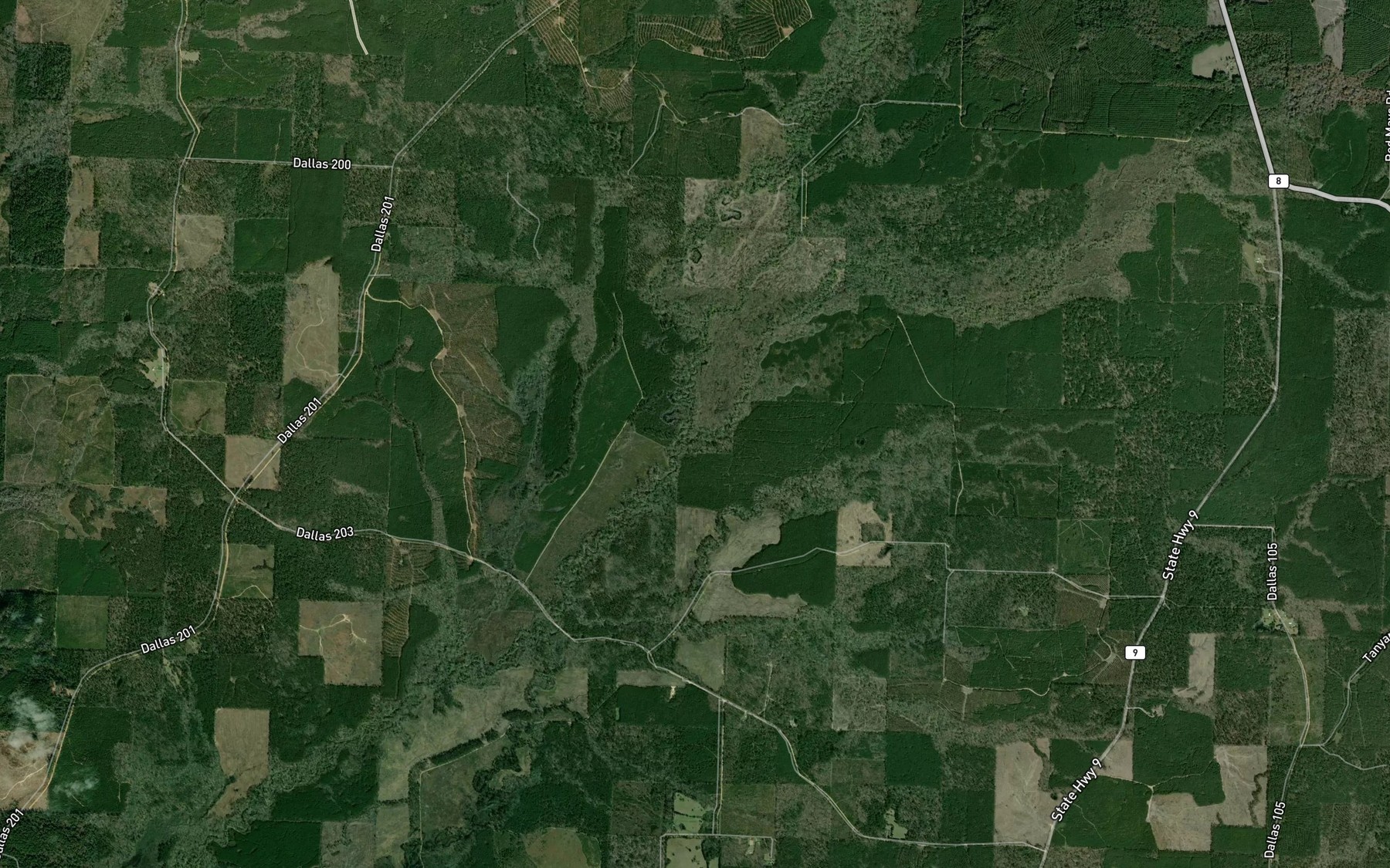 Satellite map of the Martin Creek