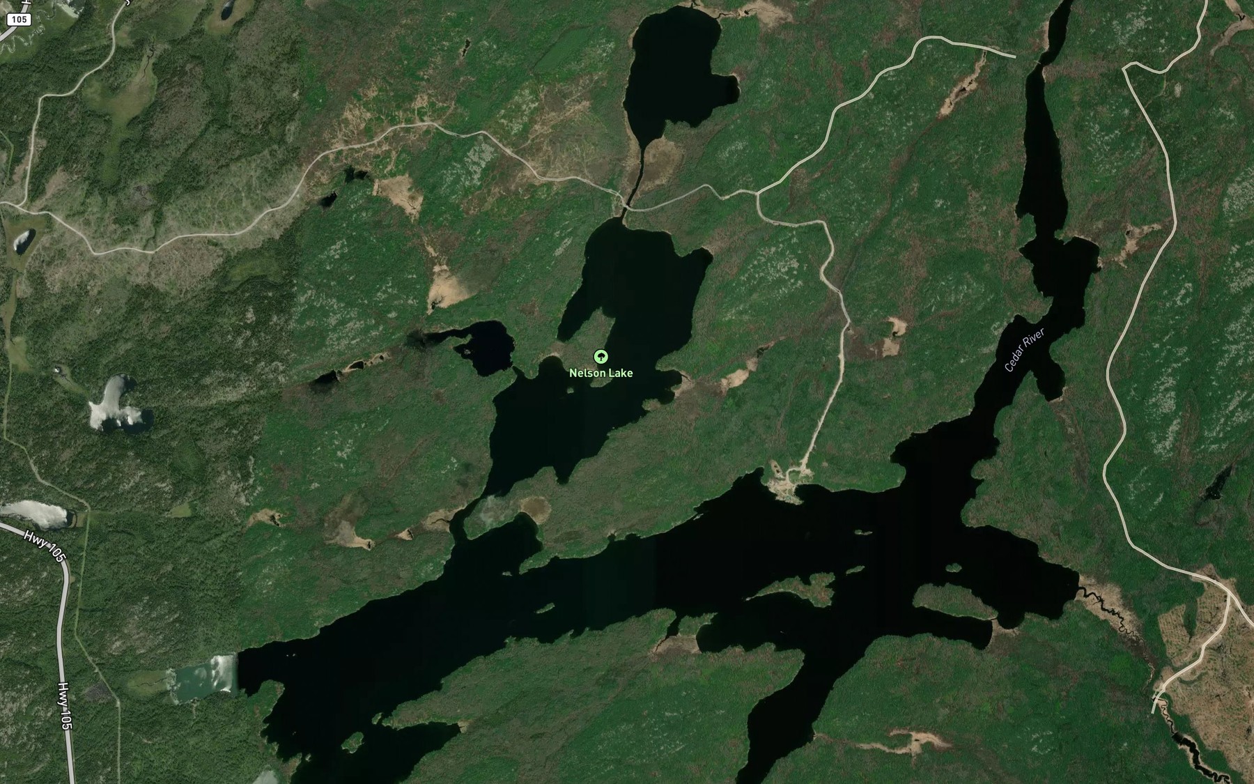 Satellite map of the Nelson Lake