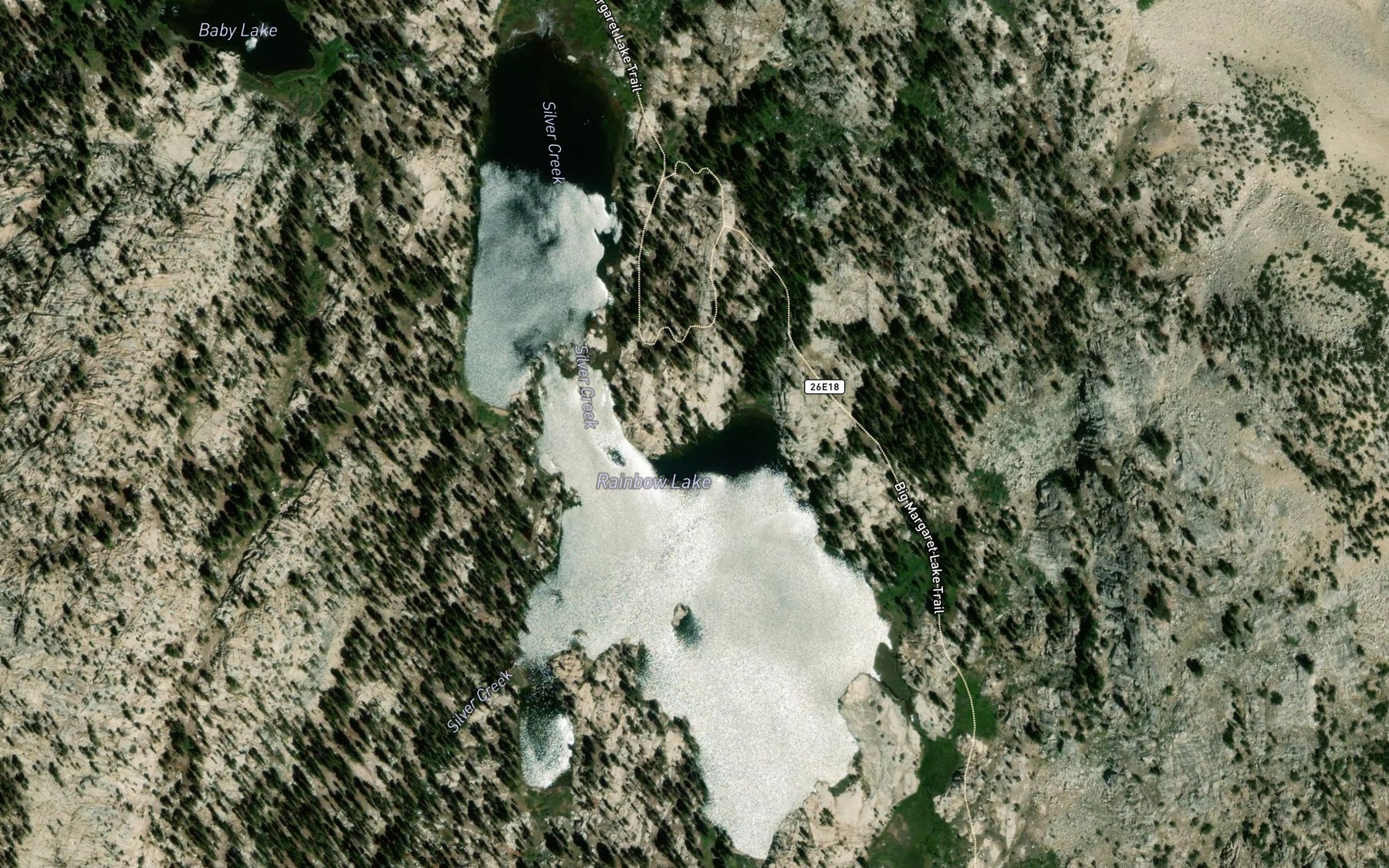 Satellite map of the Rainbow Lake