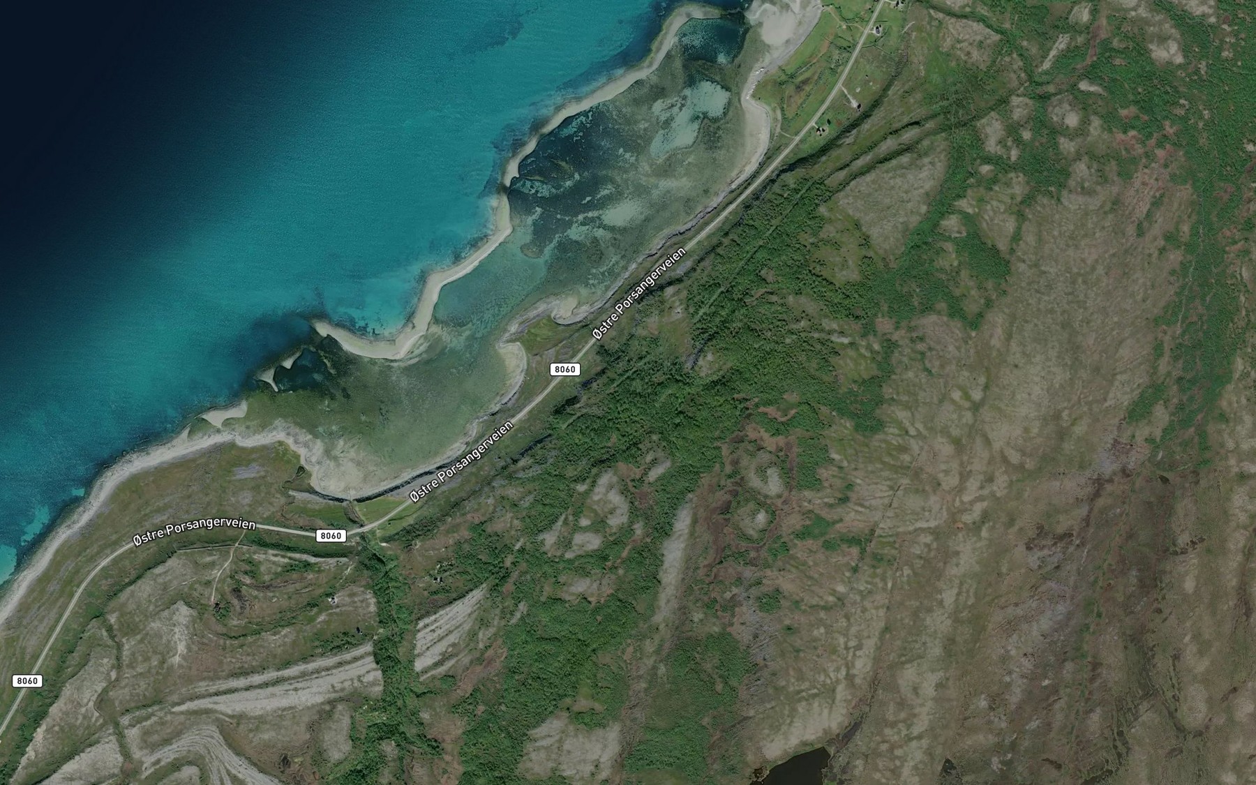 Satellite map of the Garanasjohka