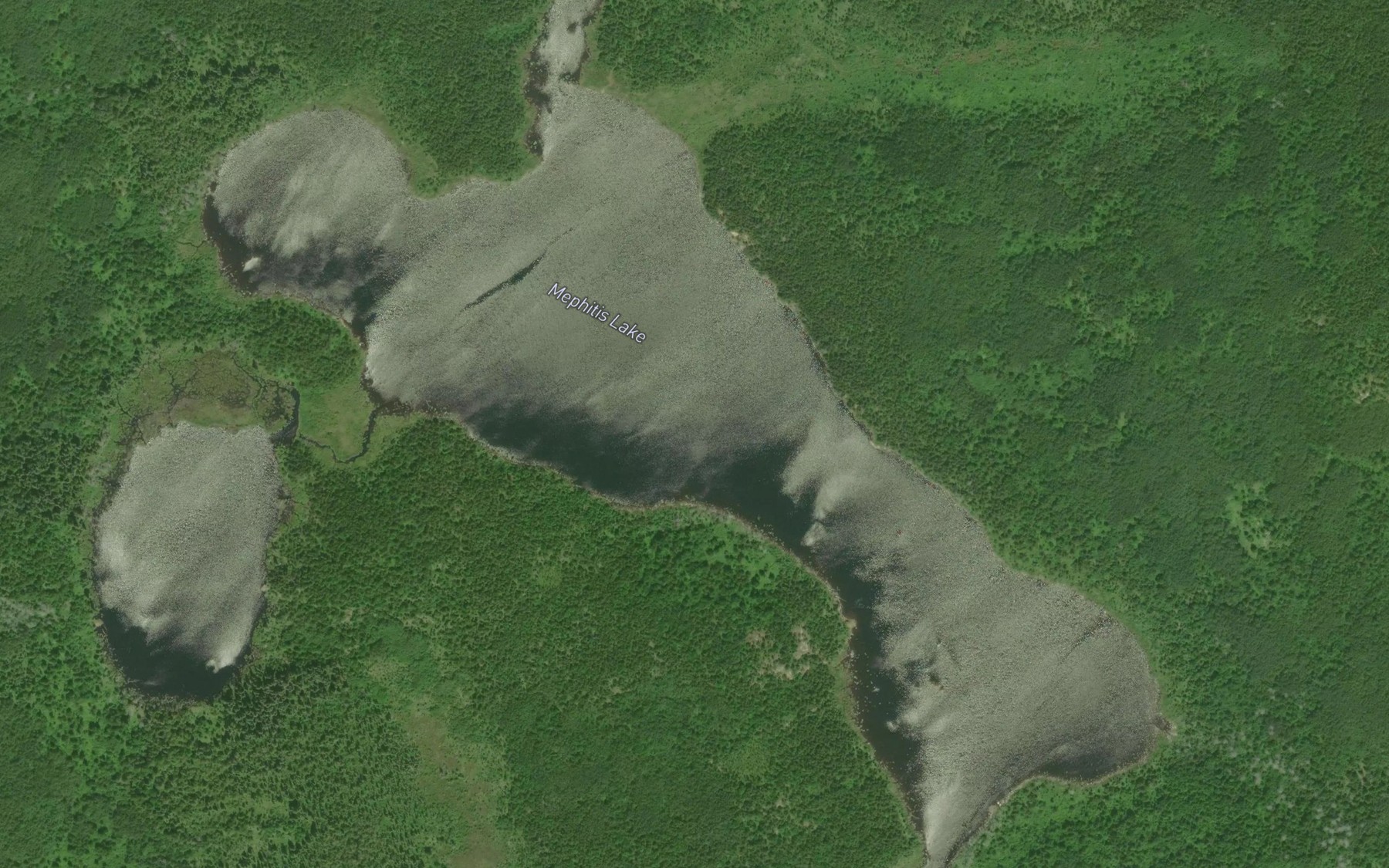 Satellite map of the Mephitis Lake