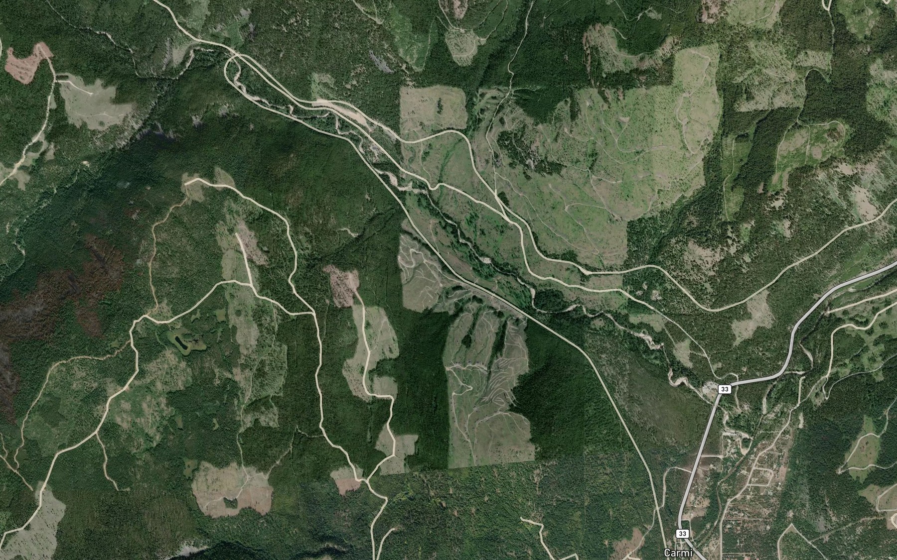 Satellite map of the Ferroux Creek