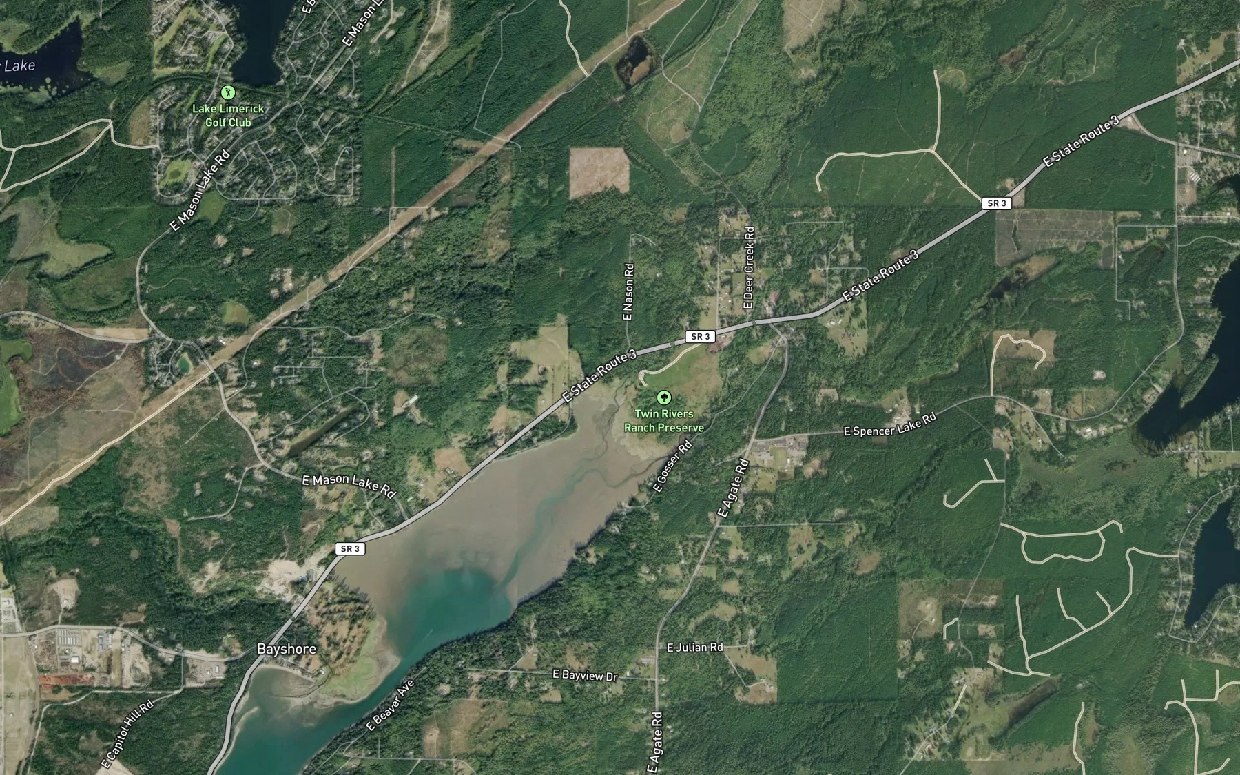 Satellite map of the Cranberry Creek