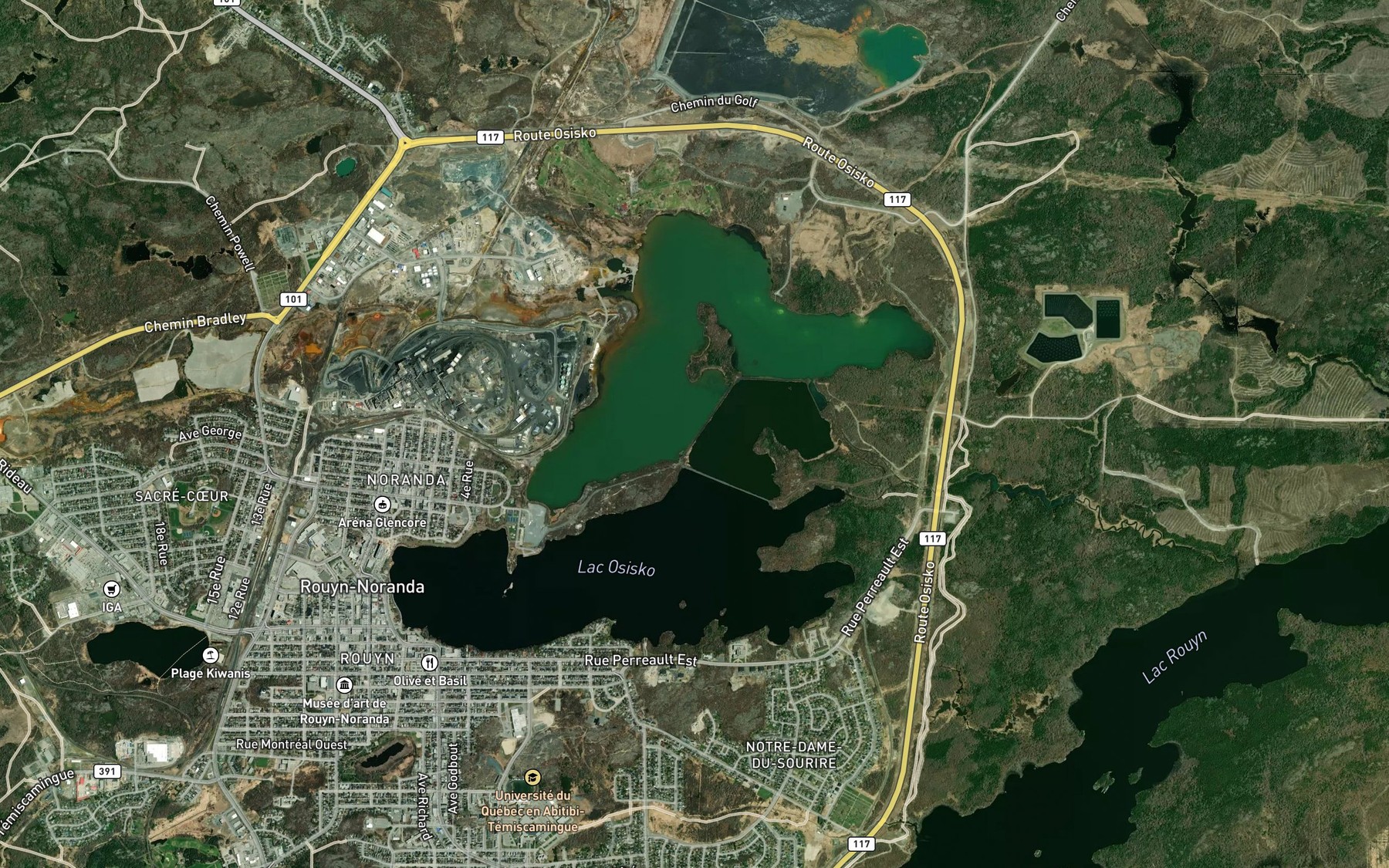 Satellite map of the Lac Osisko
