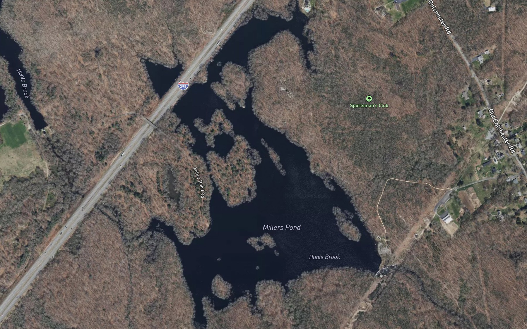 Satellite map of the Miller Pond