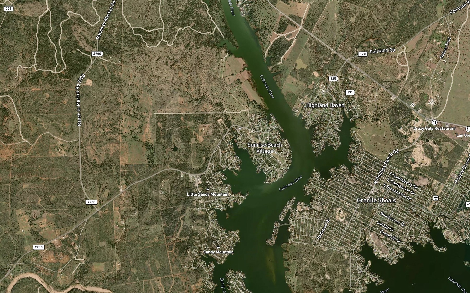 Satellite map of the Sandy Branch