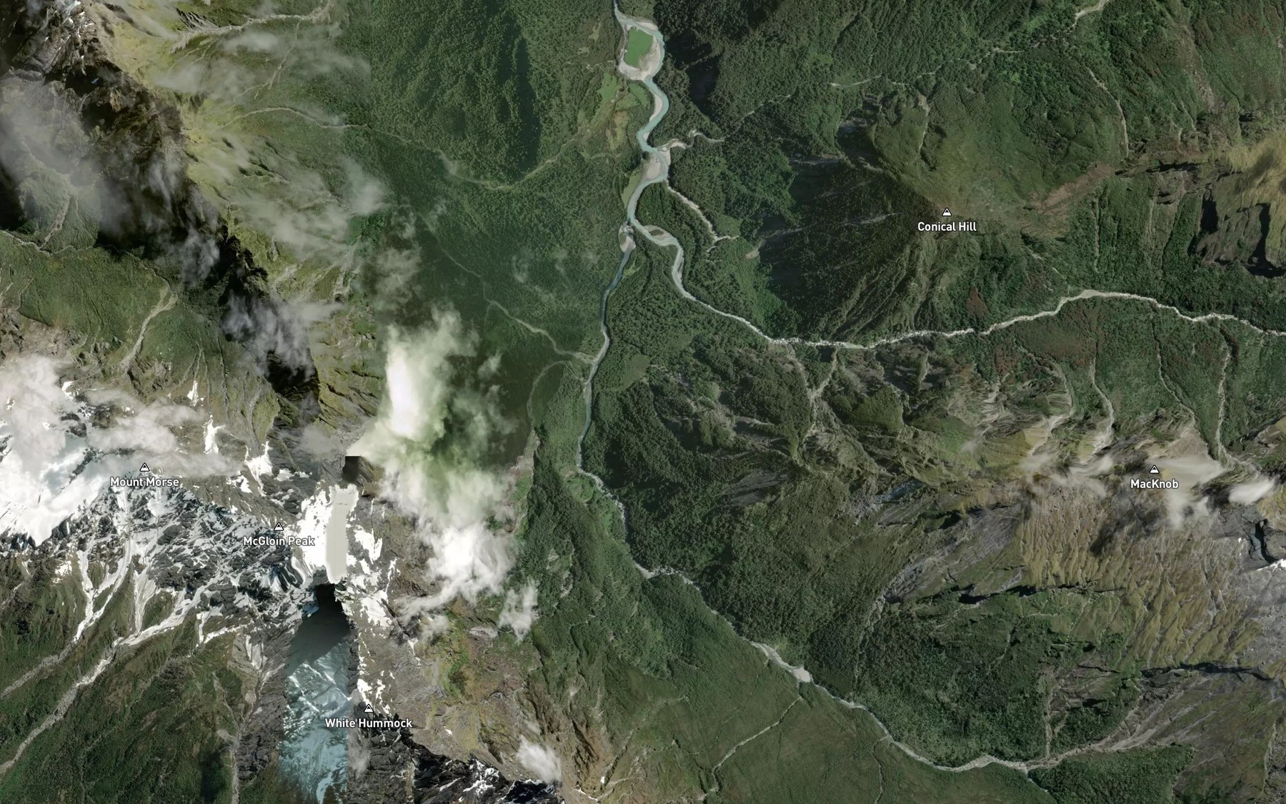 Satellite map of the Dirty Creek