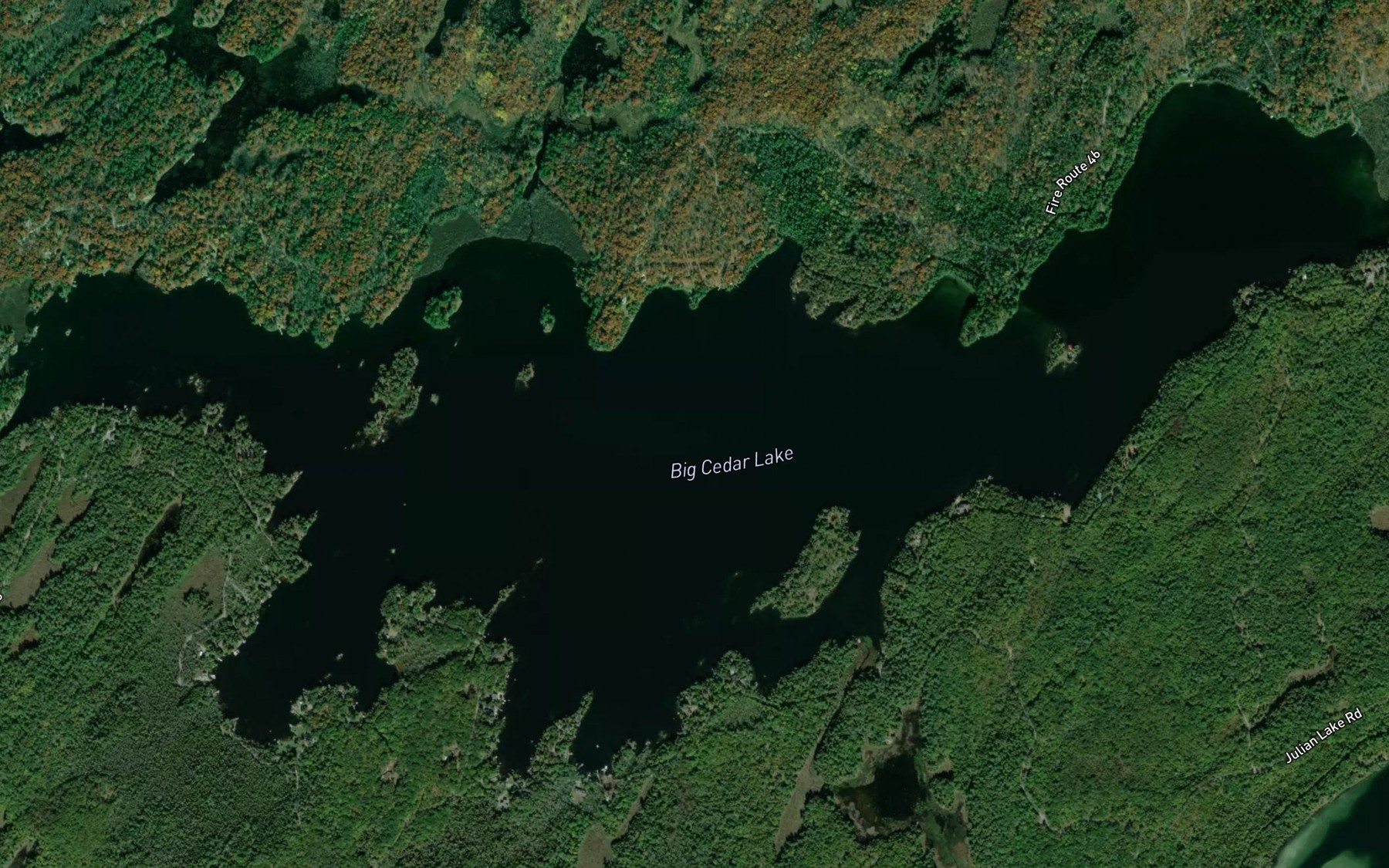 Satellite map of the Big Cedar Lake