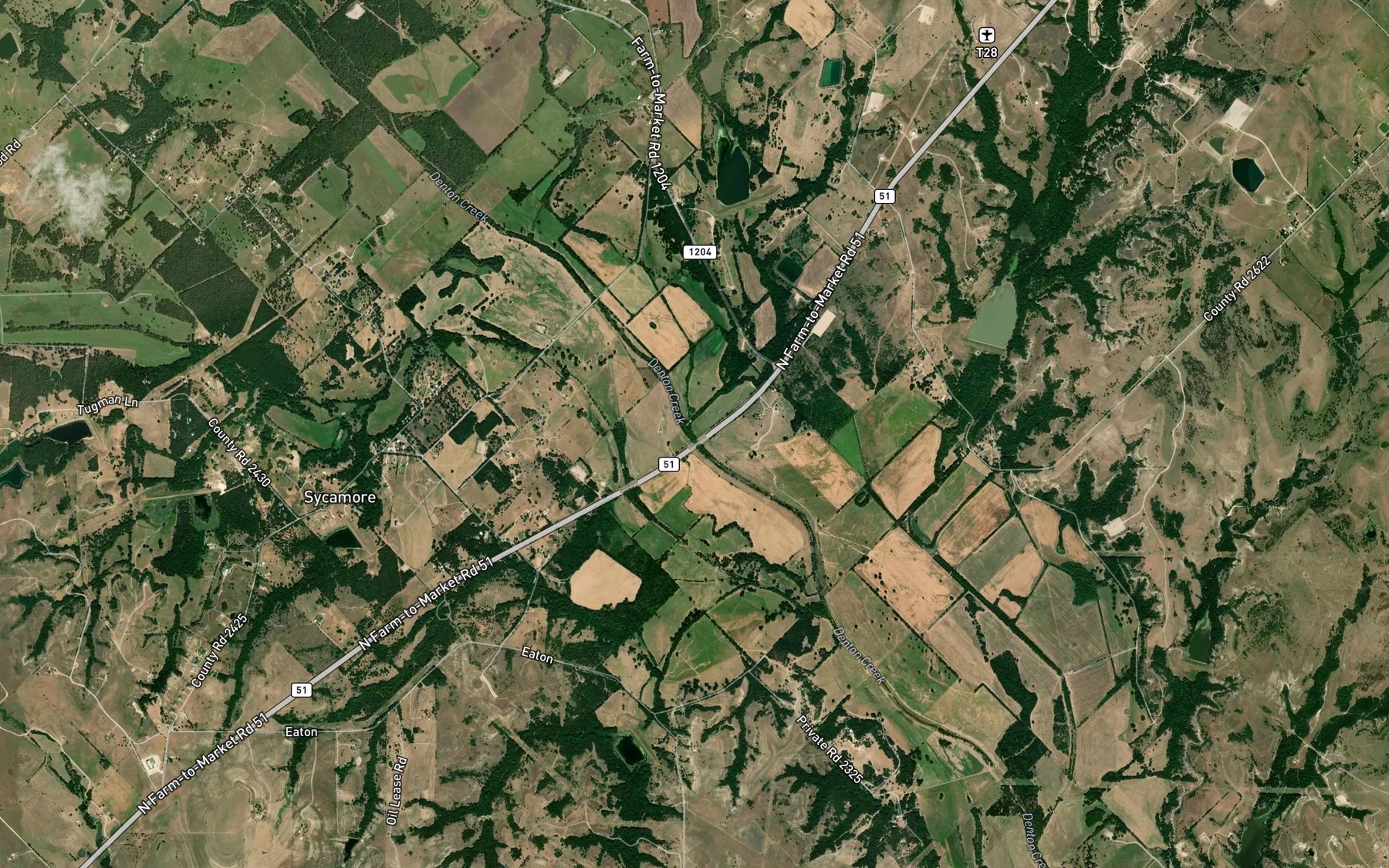 Satellite map of the Harts Creek