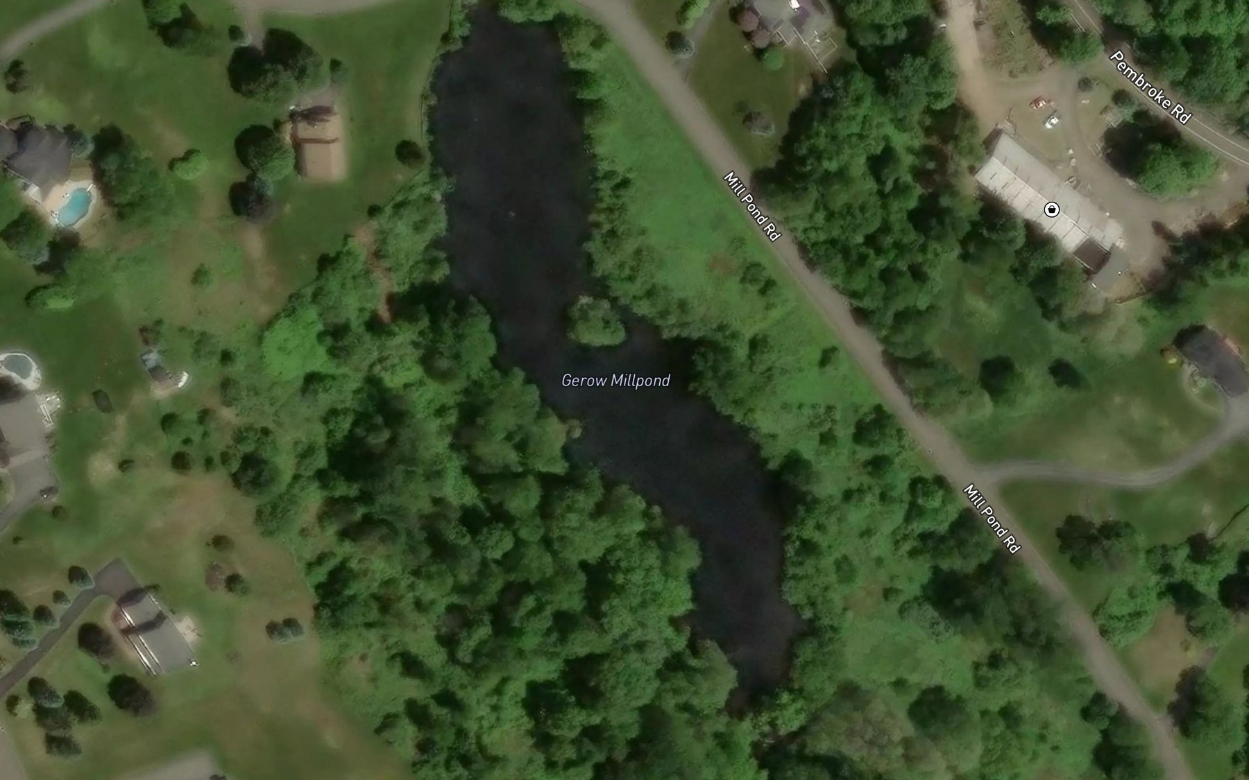 Satellite map of the Gerow Millpond