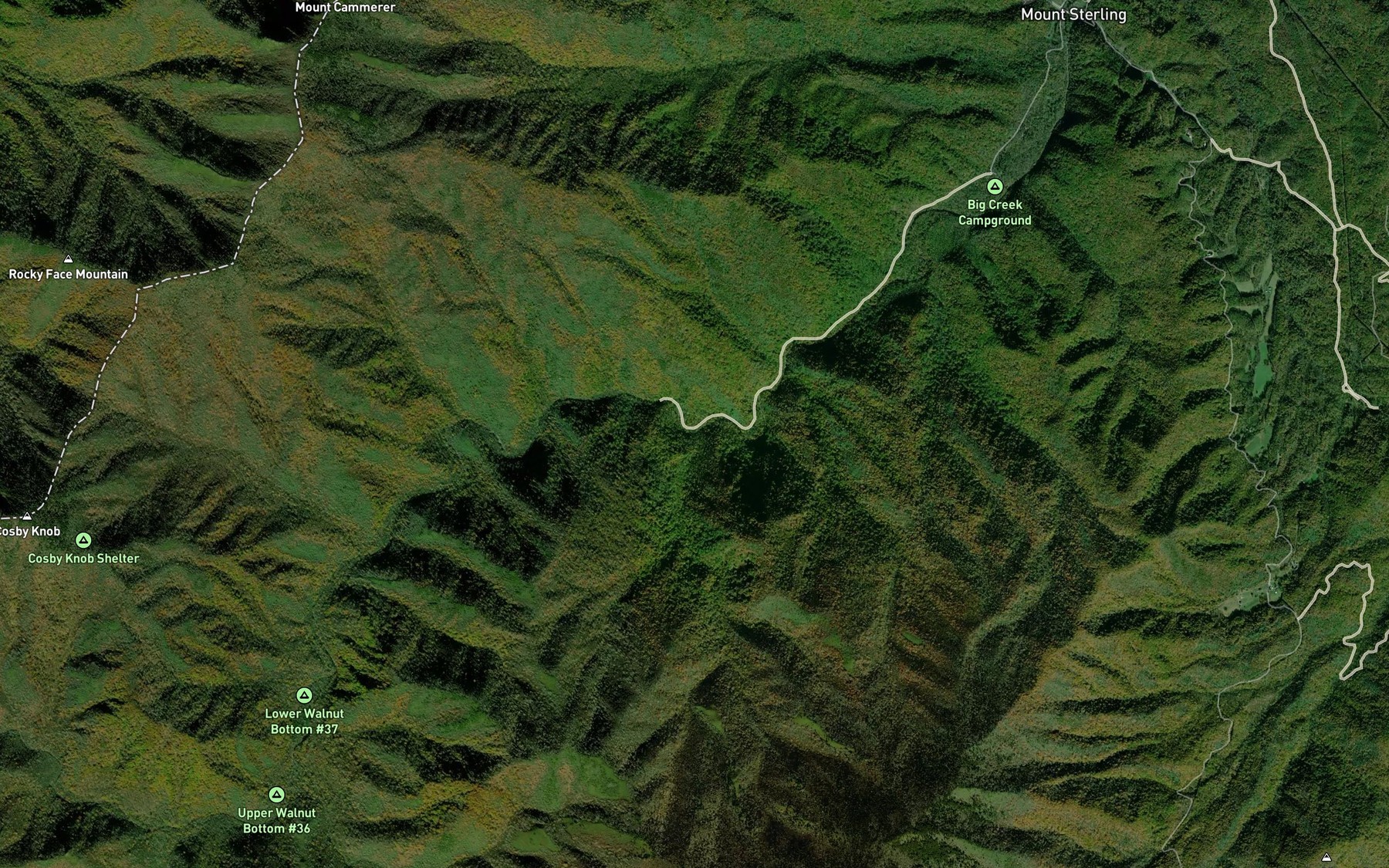 Satellite map of the Mouse Creek