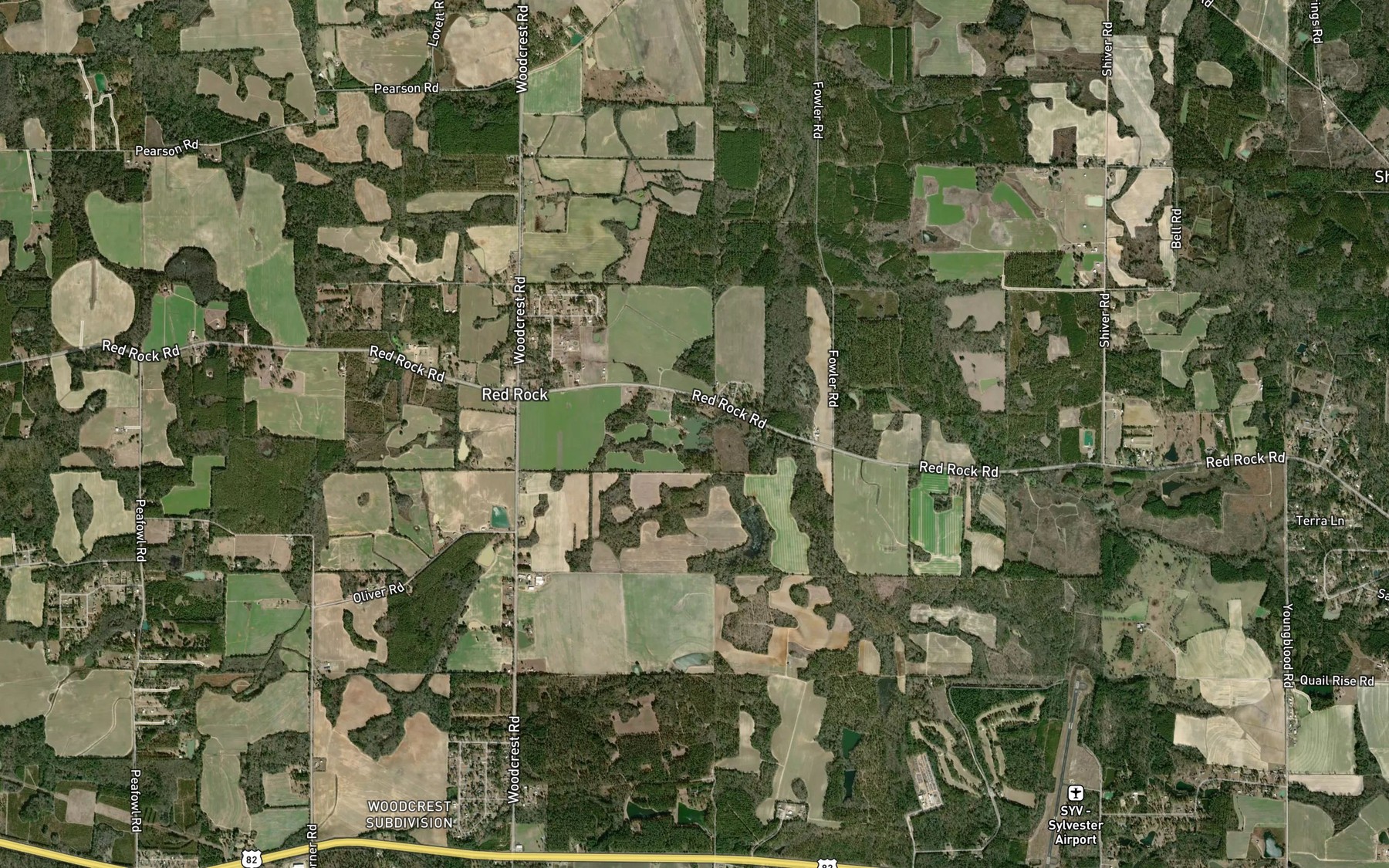 Satellite map of the Brushy Pond