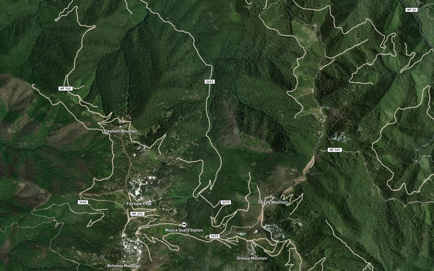 Satellite map of the Crystal Creek