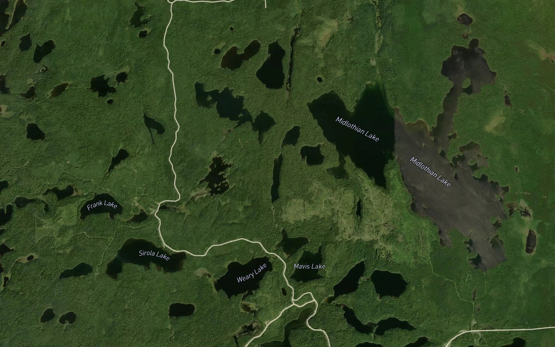 Satellite map of the Fault Lake