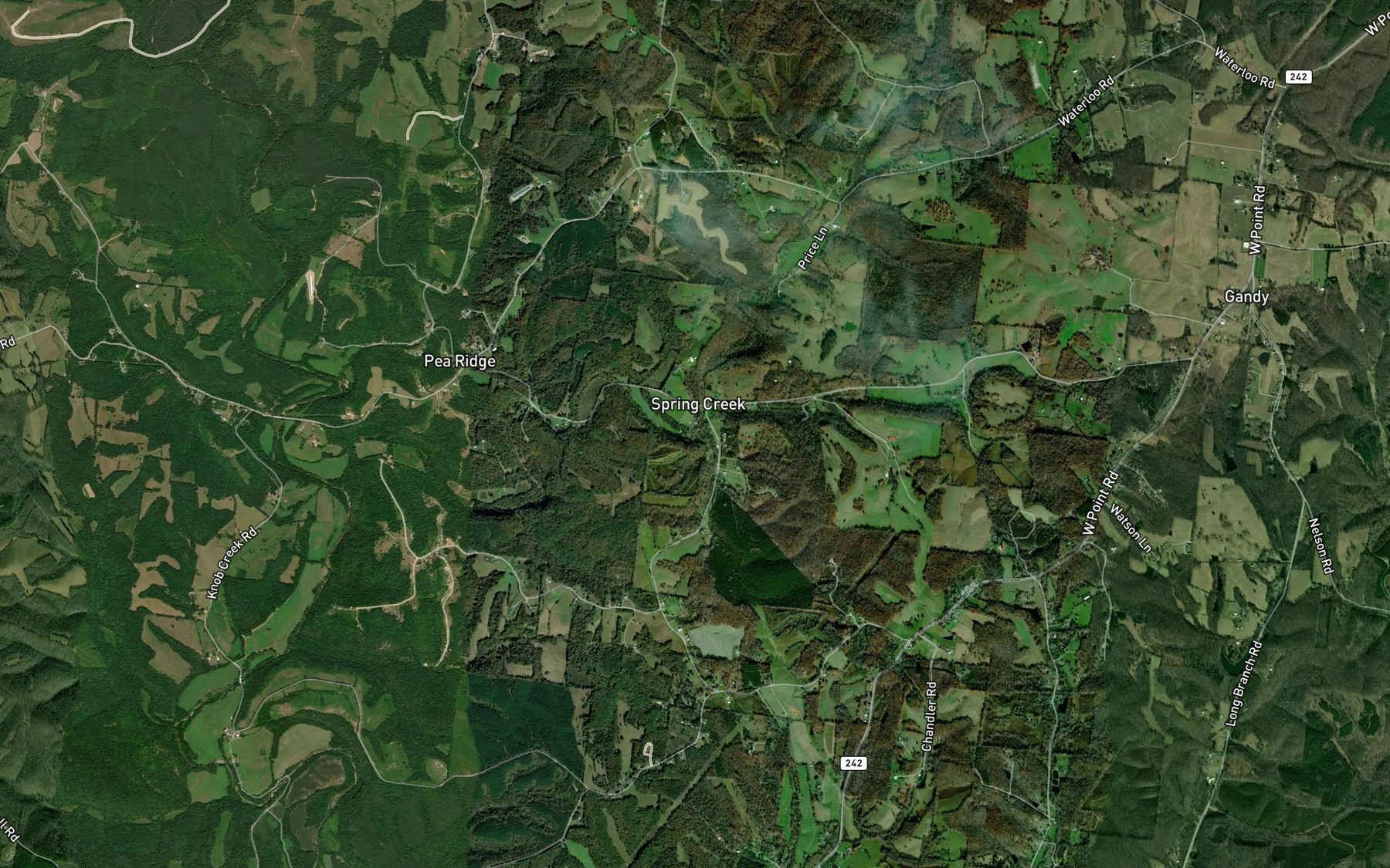 Satellite map of the Little Spring Creek