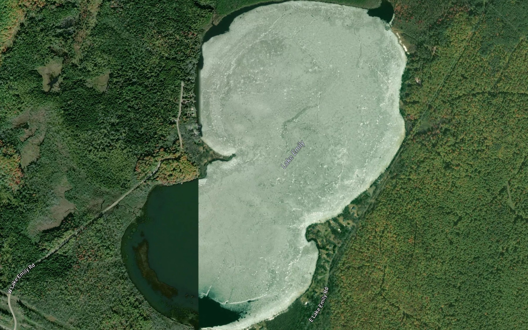 Satellite map of the Lake Emily