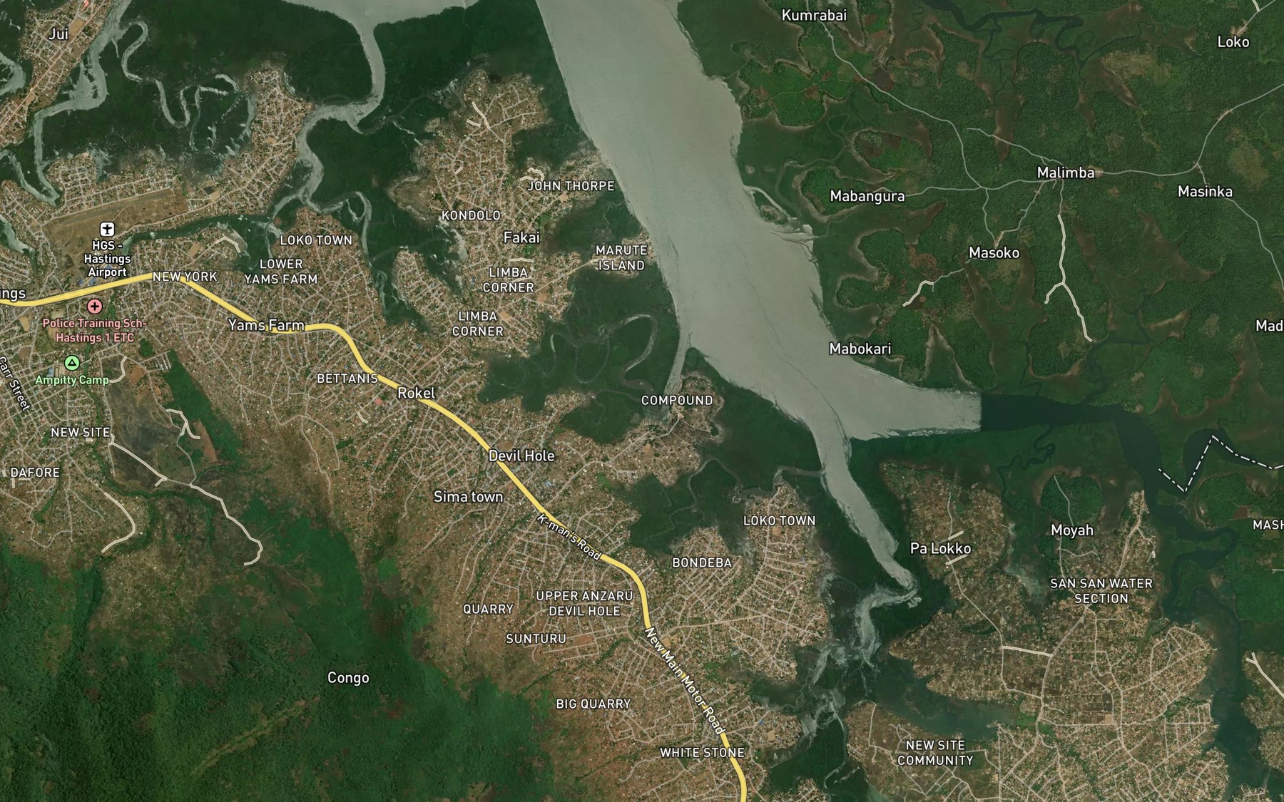 Satellite map of the Lewis Brook