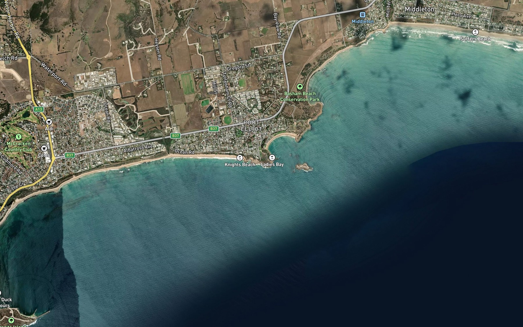 Satellite map of the Rocky Bay