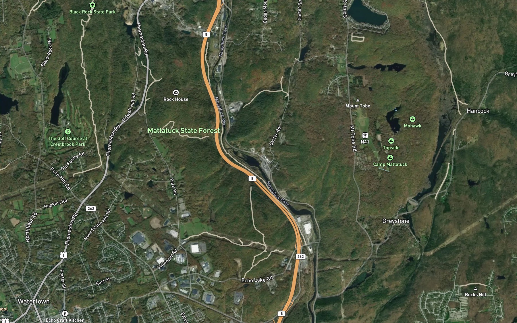 Satellite map of the Nibbling Brook